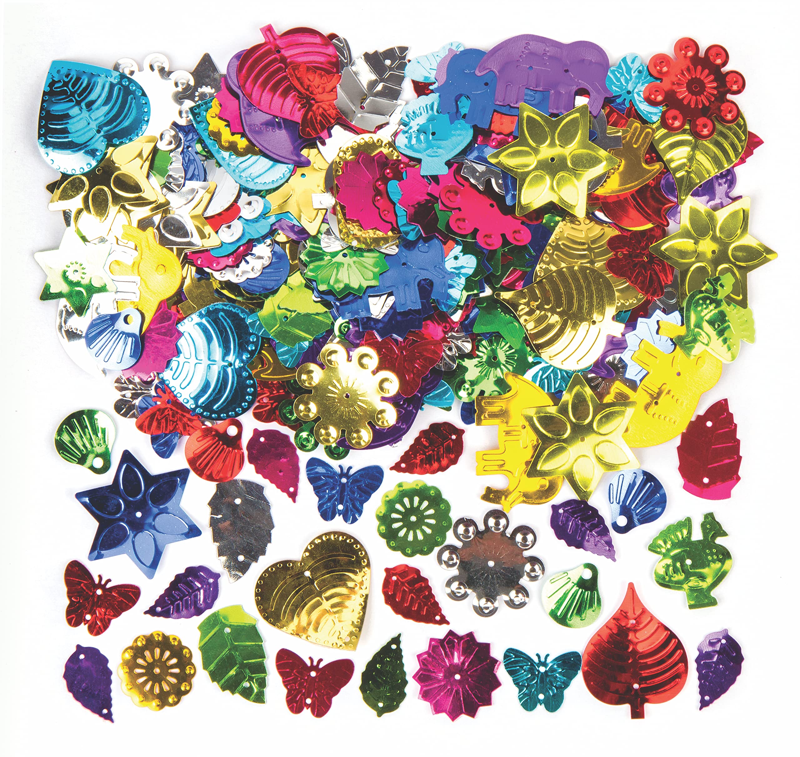 Baker Ross Jumbo Sequins for Kids - Assorted Christmas Craft Sequins in 8 Colors