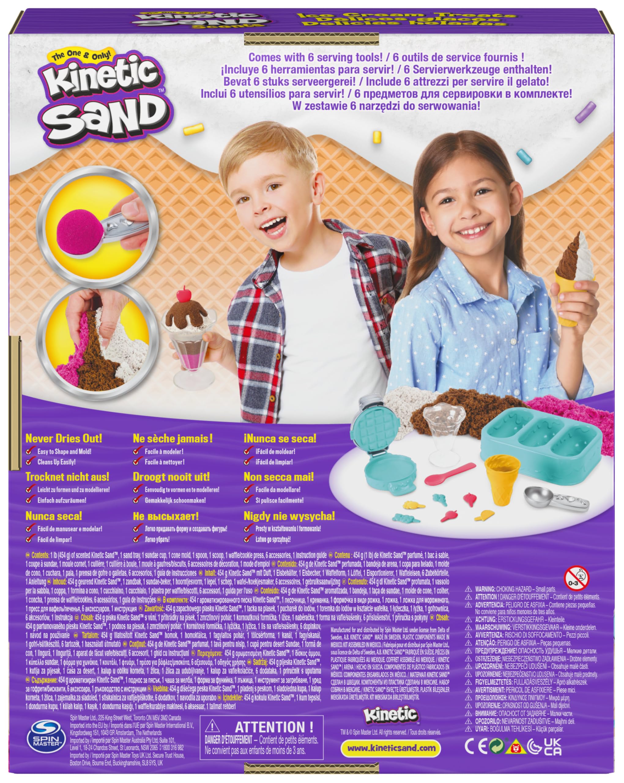 Kinetic Sand Scents Ice Cream Treats Playset - Scented Sand with 6 Tools & Toppings for Kids 3+ 8
