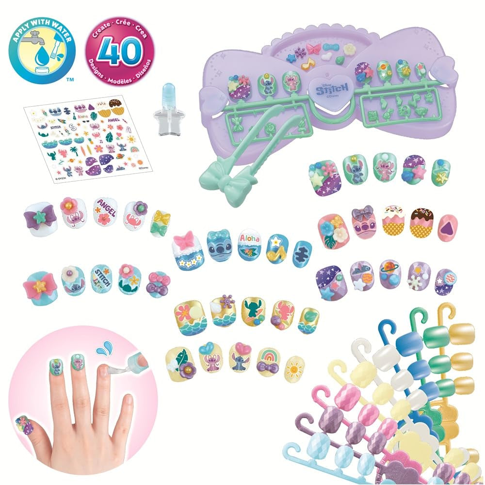 Aquabeads Stitch Nail Designer Kit 35121 | 40 Wearable Nails in 8 Colors | Ages 4+