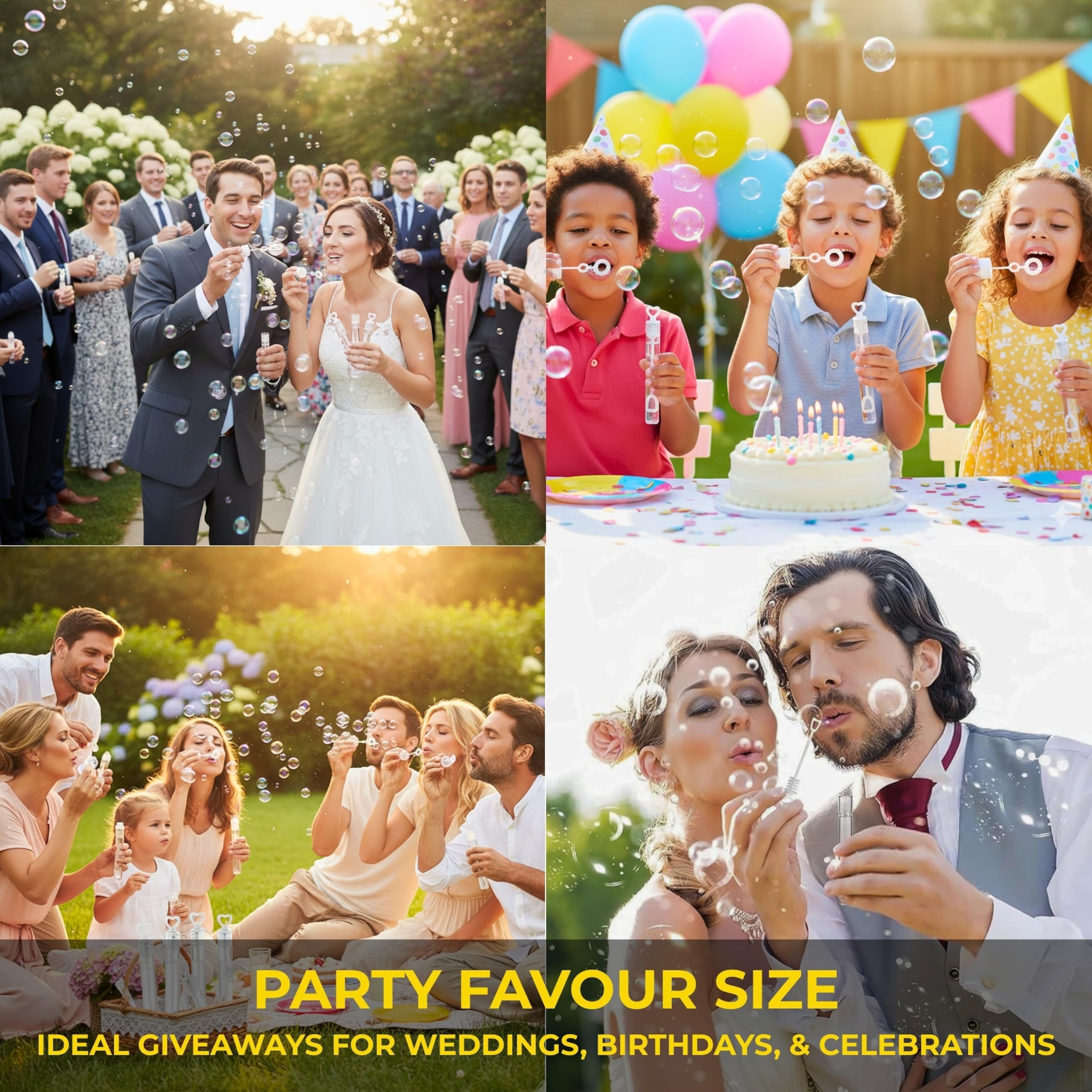 SHATCHI 72 pcs Heart Shape Bubble Tubes with Filler Solution | Party Favors 6