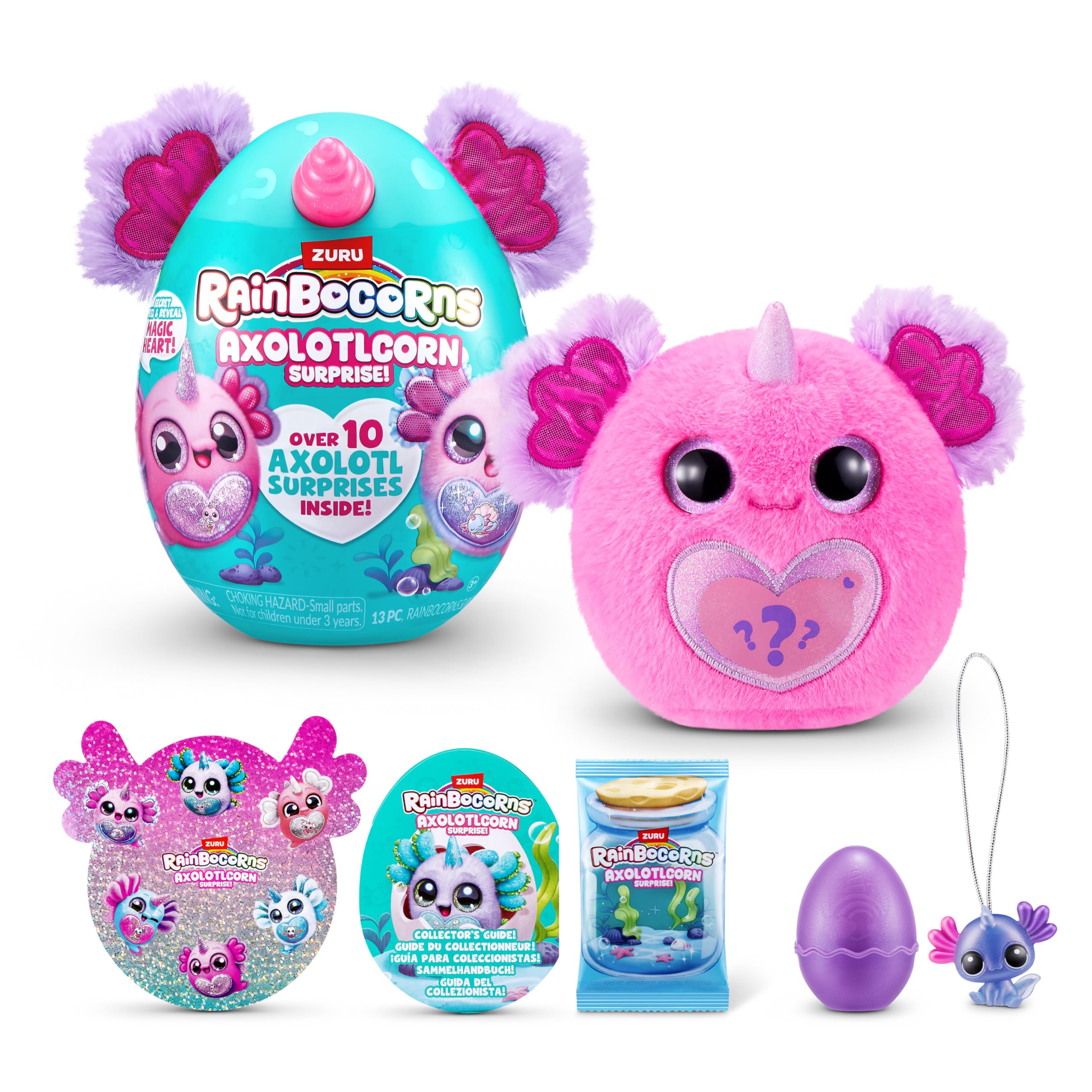 Rainbocorns Axolotlcorn Surprise by ZURU - Collectible Plush Toy with 10 Surprises, Ages 3+