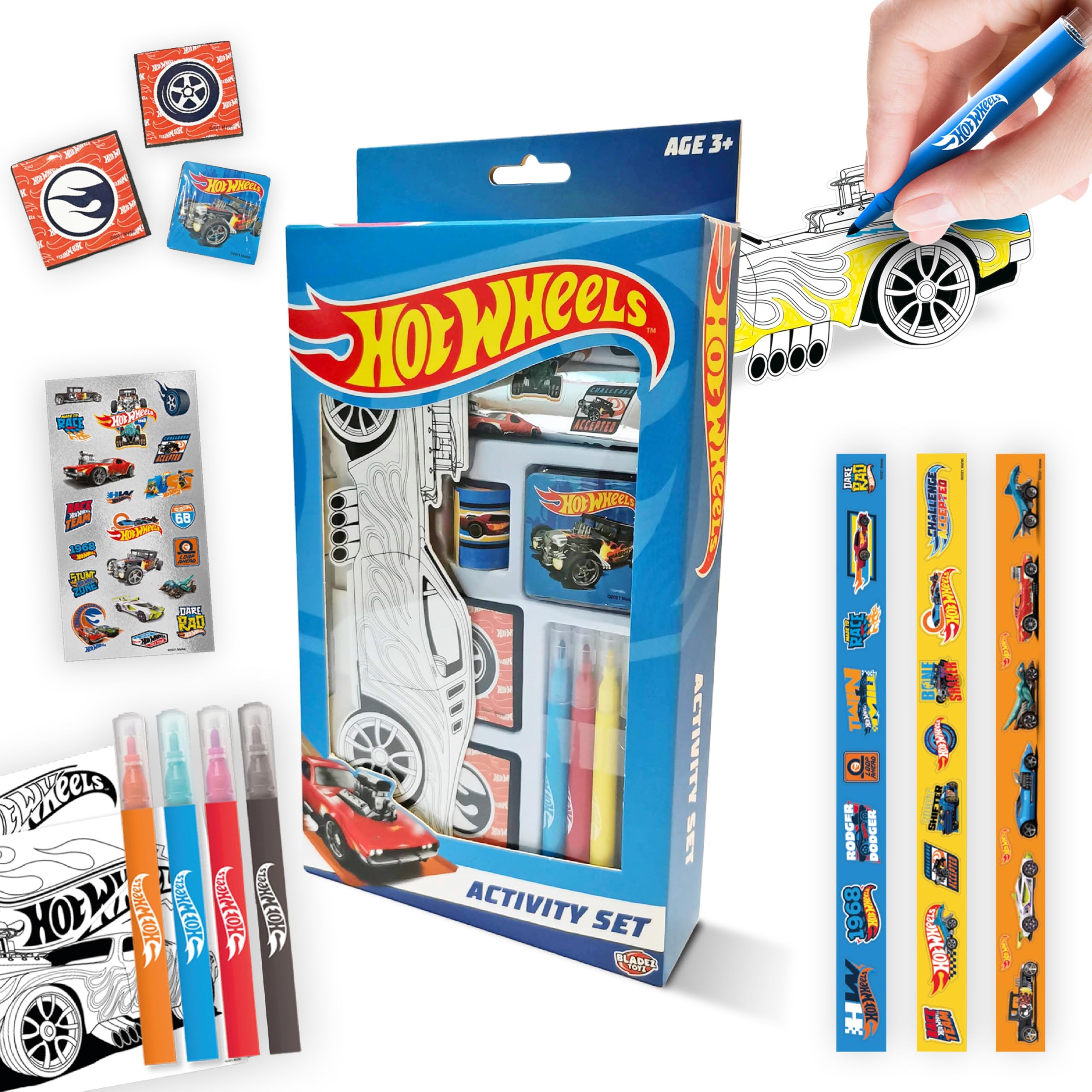 BLADEZ Hot Wheels Activity Set - 150+ Pieces Craft Kit | Customizable Racer | Ages 3+