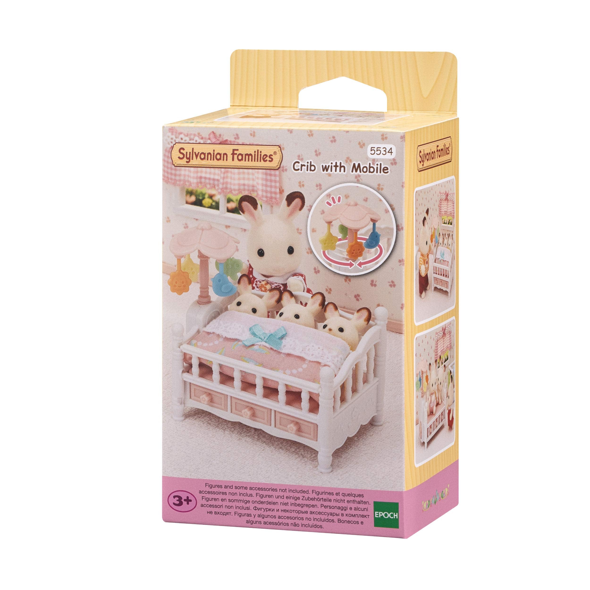 Sylvanian Families Crib with Mobile - Sleeps Triplets | Includes 11 Pieces | Model 5534