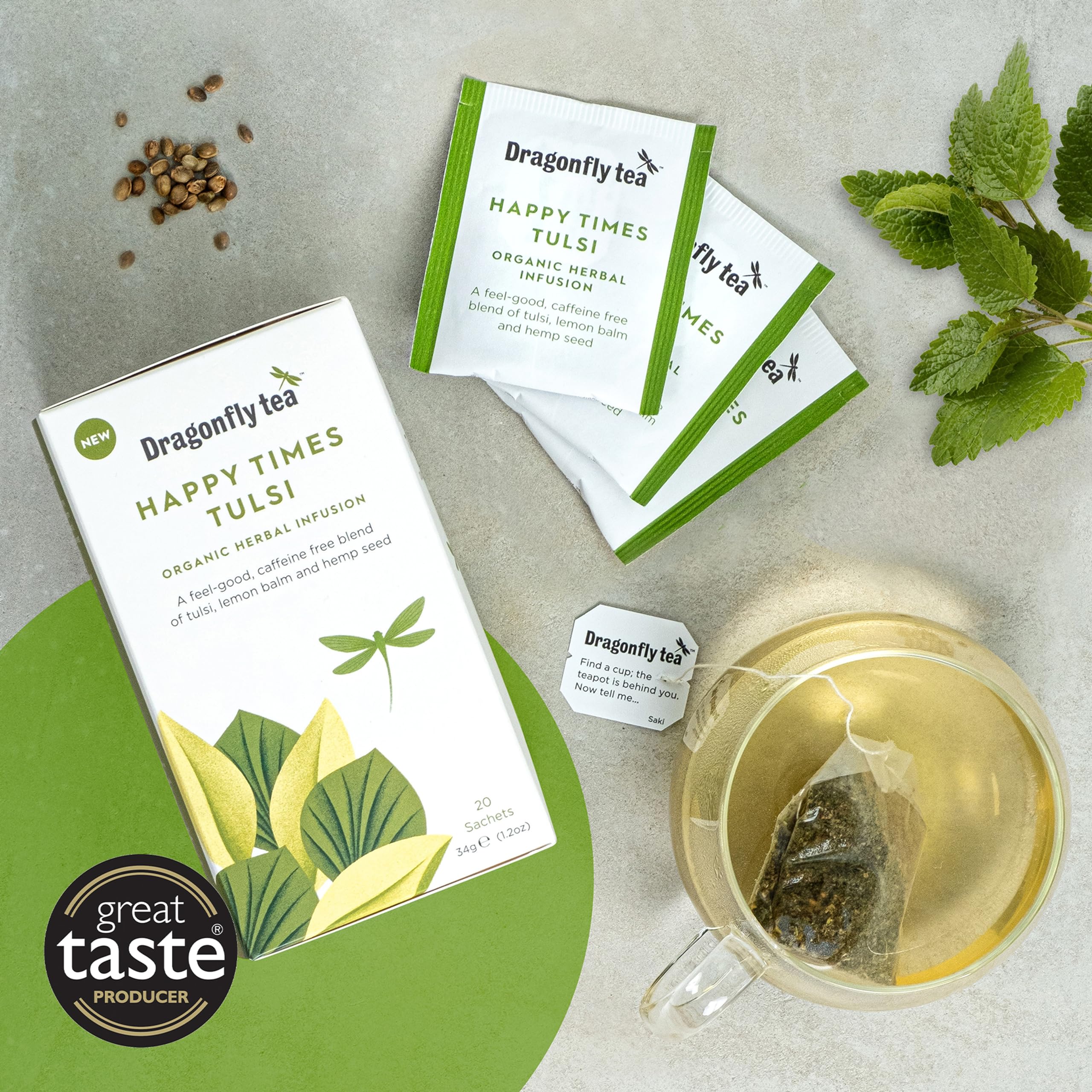DRAGONFLY Happy Times Organic Tulsi Tea - Uplifting Blend | 80 Compostable Bags (4 Pack) 4