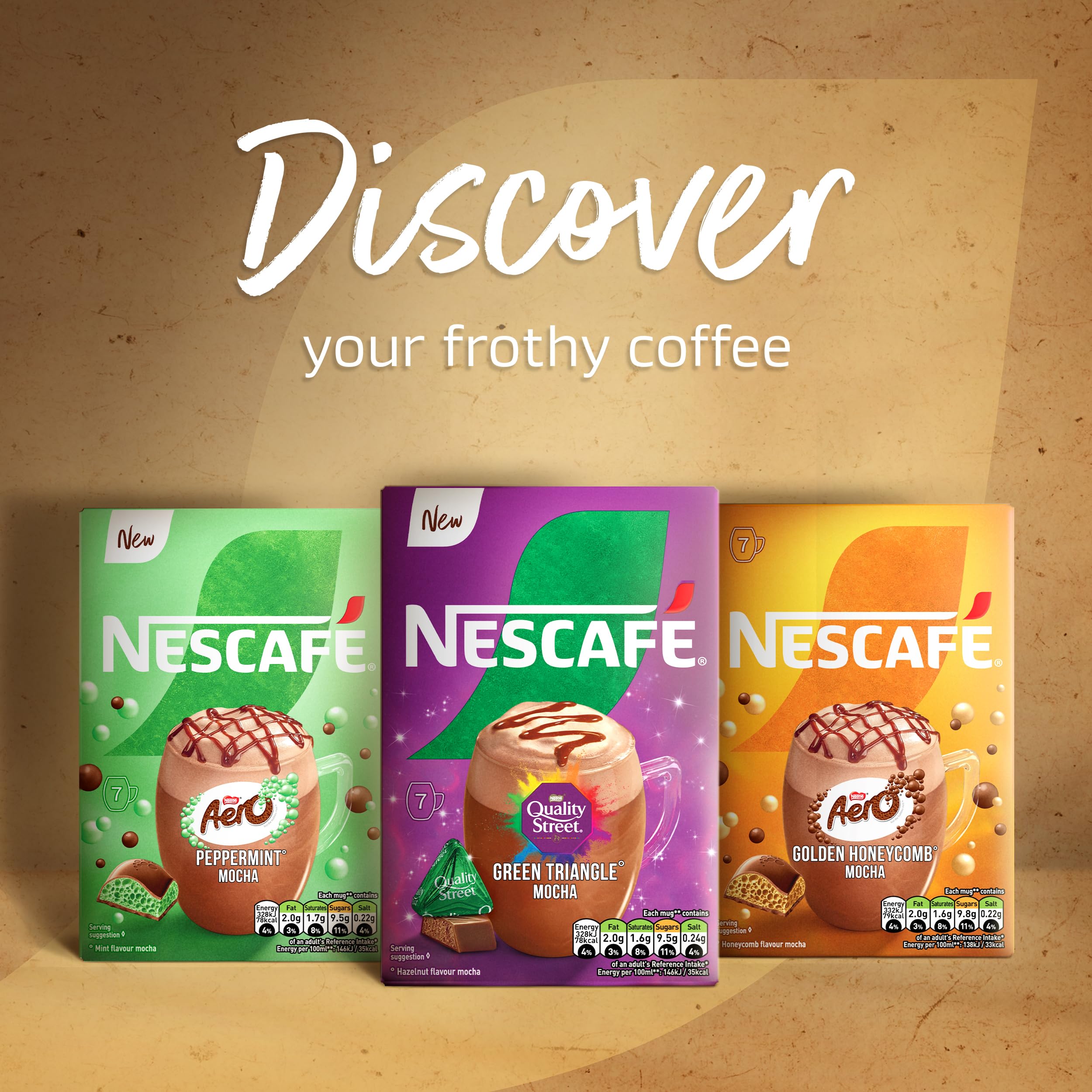 NESCAFÉ Green Triangle Quality Street Mocha 7 x 19g Sachets (133g) Instant Coffee Drink 5