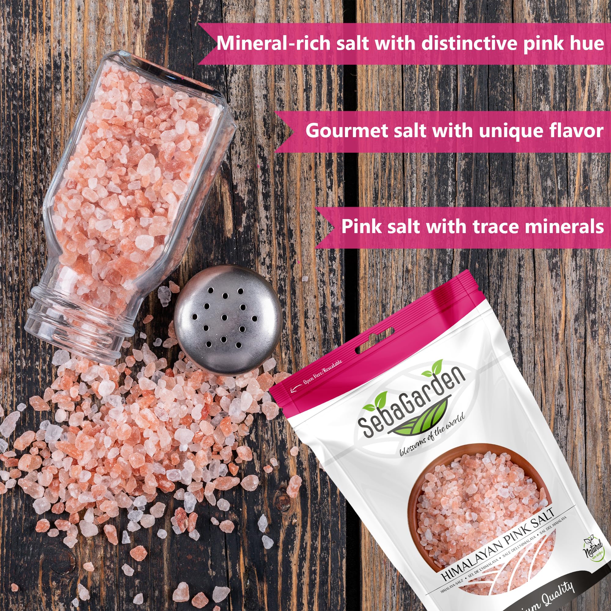 Seba Garden - 100% Pure Himalayan Pink Salt (Extra Fine, 1kg Resealable Doypack) 8