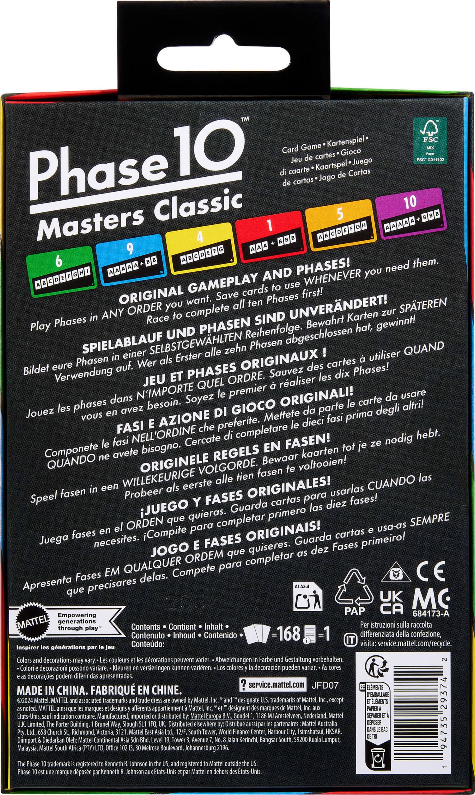 Mattel Games Phase 10 Masters Classic Card Game 6