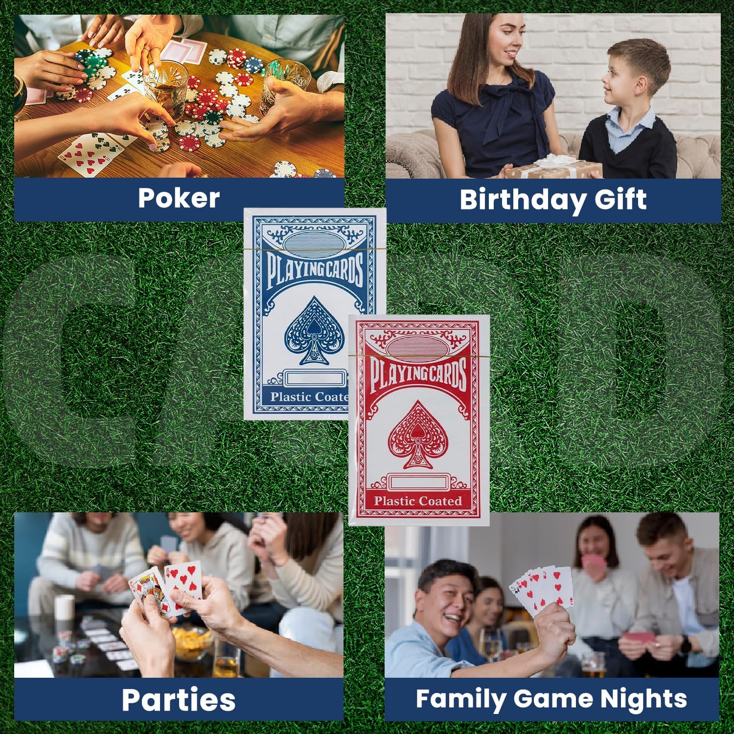 1ABOVE Twin Pack Playing Card Game Classic Red and Blue Plastic Coated 5