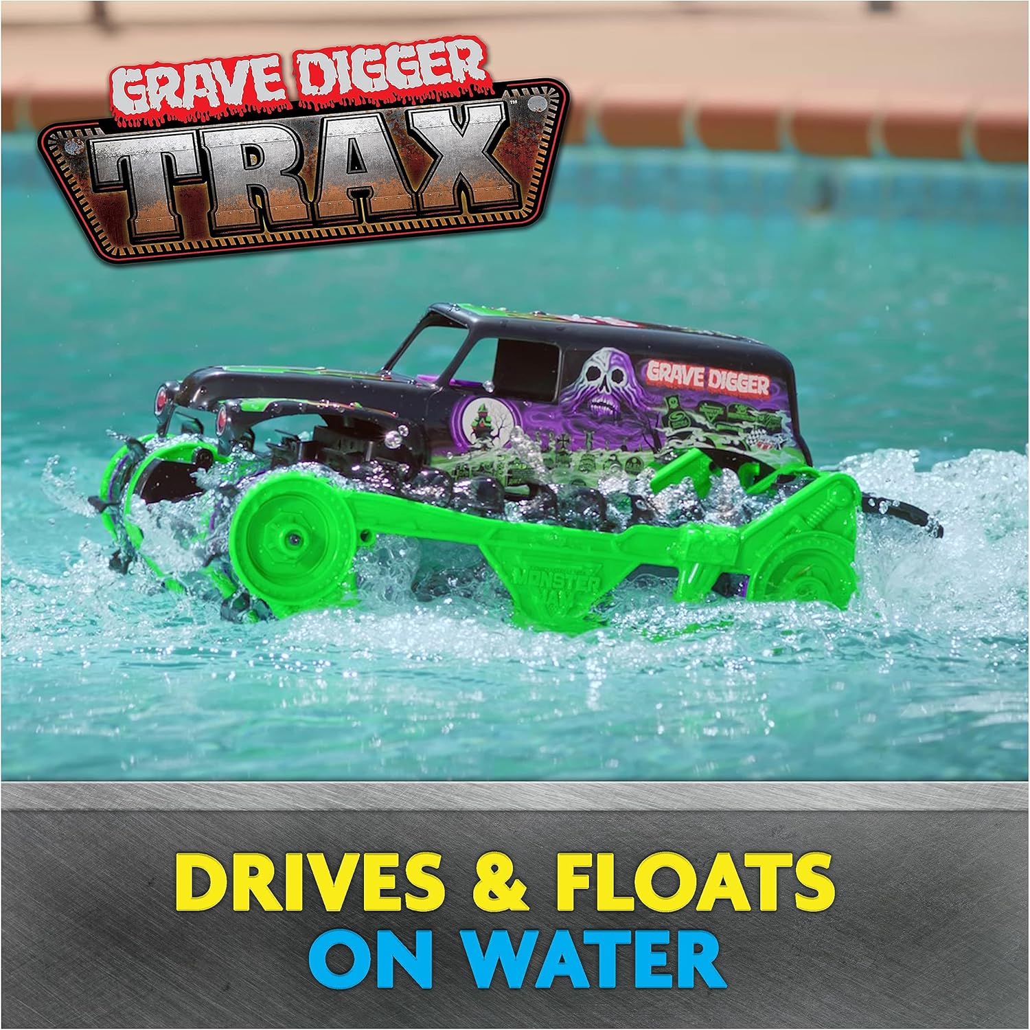 Monster Jam Grave Digger Trax - All-Terrain RC Vehicle for Kids 4+ 4