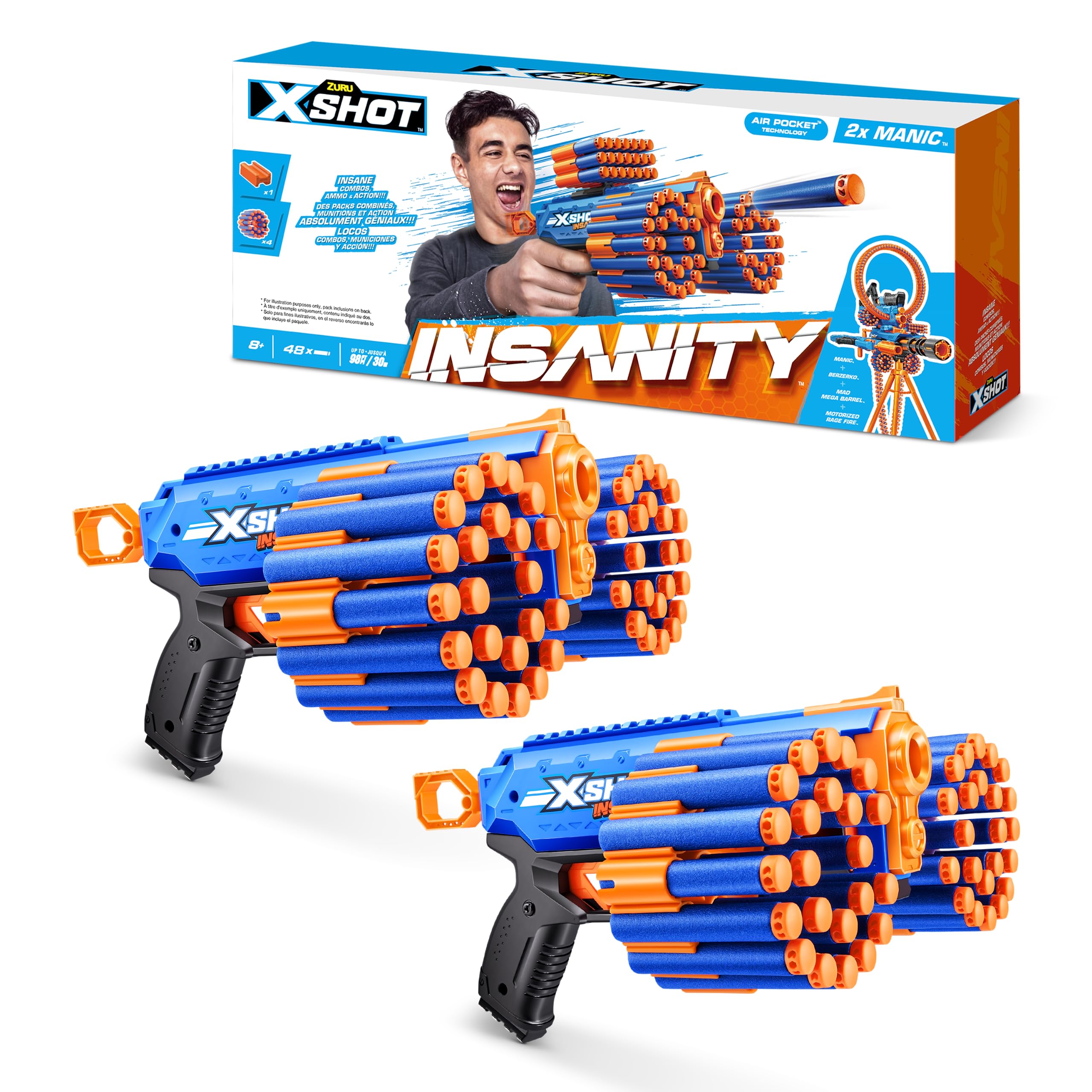XSHOT Insanity Manic Blaster - 48 Dart Foam Blaster Set for Kids 8+ 6