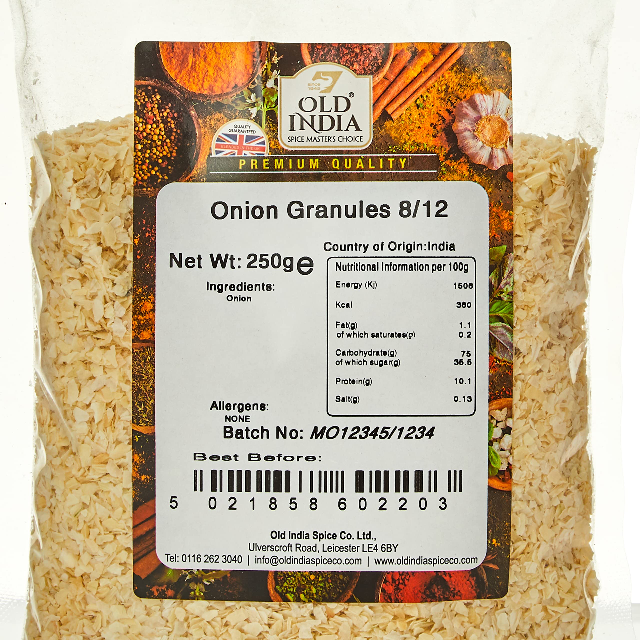 Old India Onion Granules 8/12 250g 3