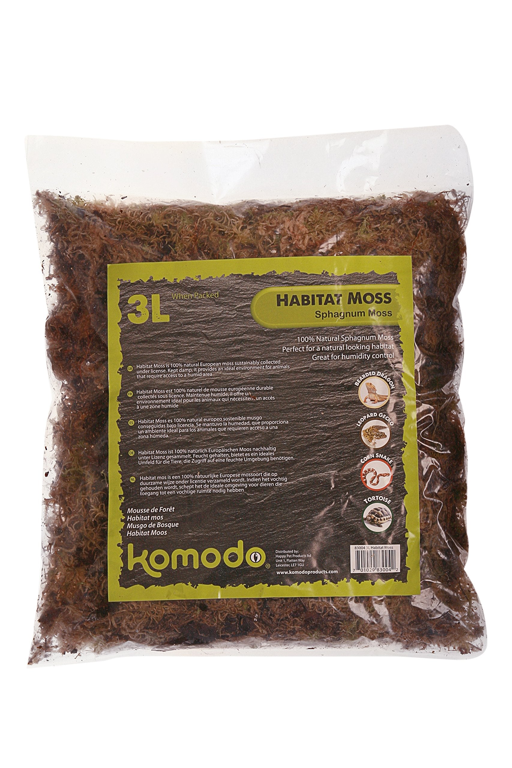 Komodo Habitat Moss - Humidity Aid & Shedding Substrate | 3 Litre