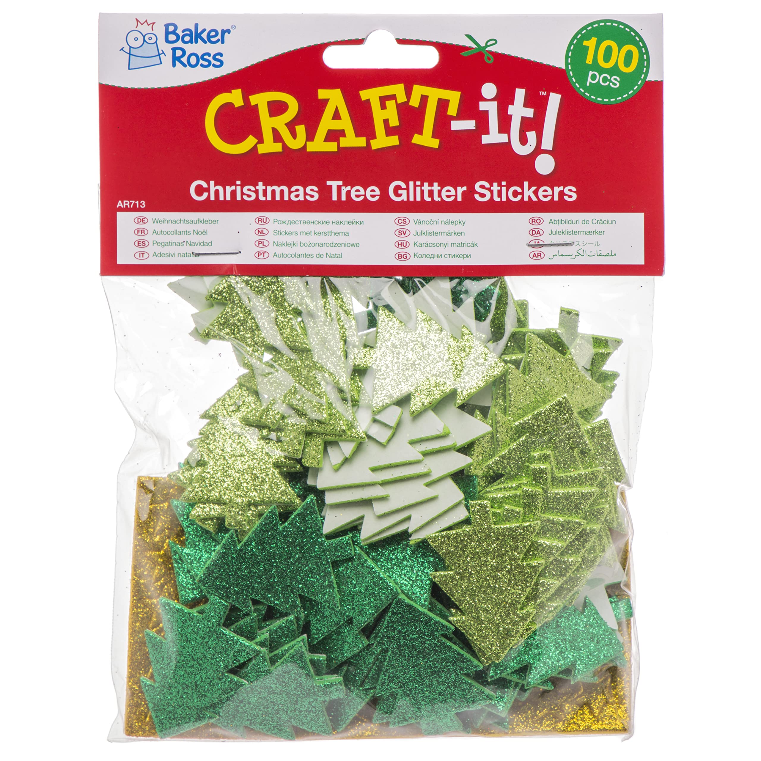 Baker Ross AR713 Glitter Tree Christmas Stickers - Festive Craft Supplies for Kids 7