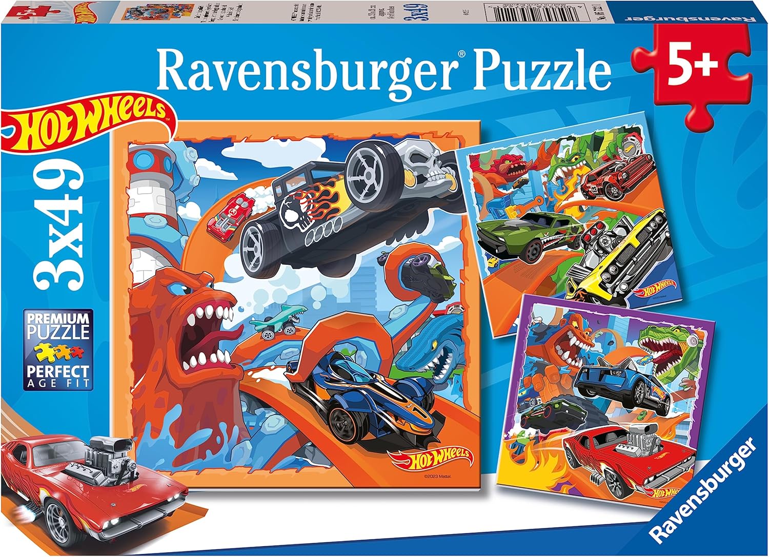 Ravensburger Hot Wheels 3x 49-Piece Jigsaw Puzzles for Kids 5 Years and Up