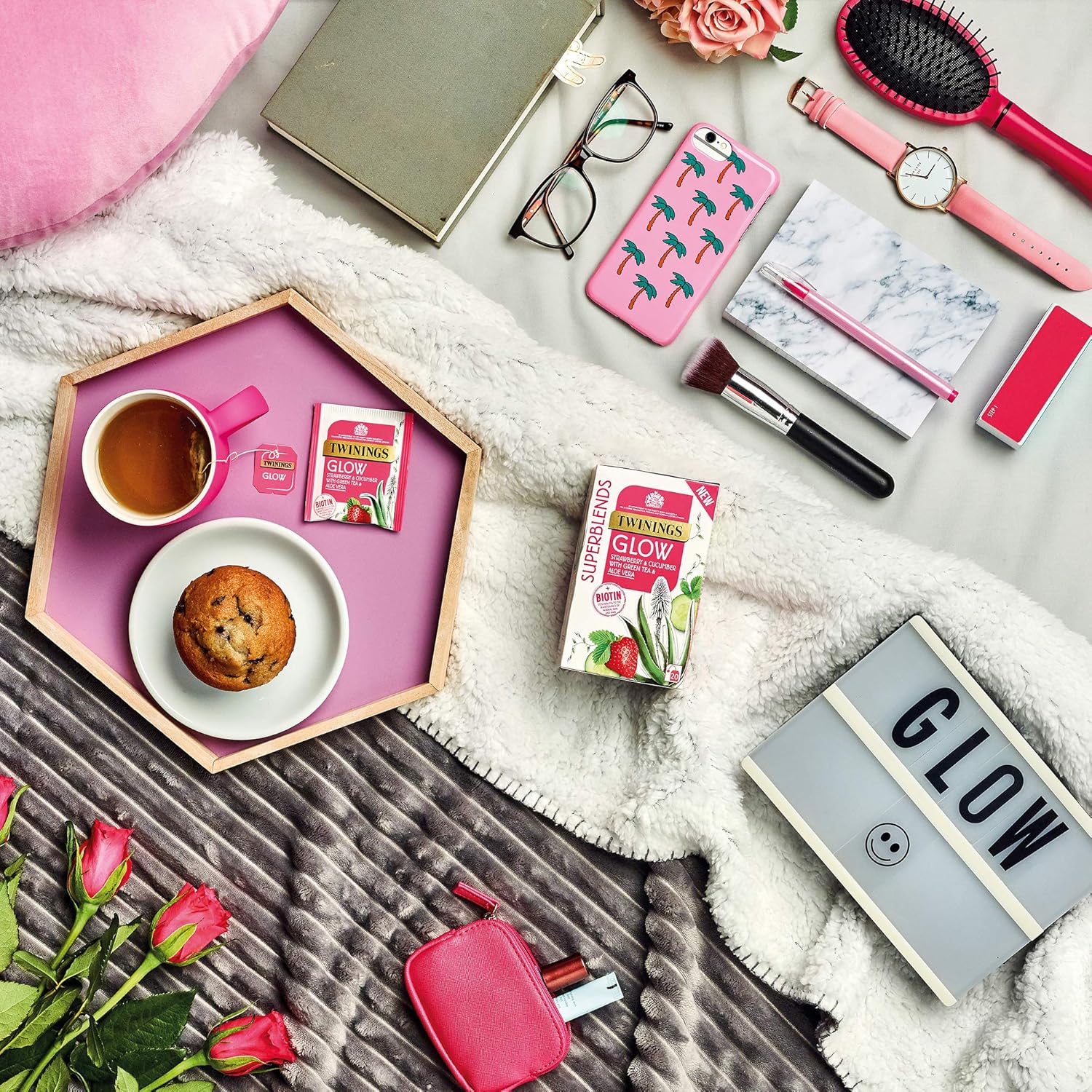 Twinings Superblends Glow Herbal Infusion with Strawberry, Cucumber, Green Tea & Aloe Vera (80 Teabags) 5