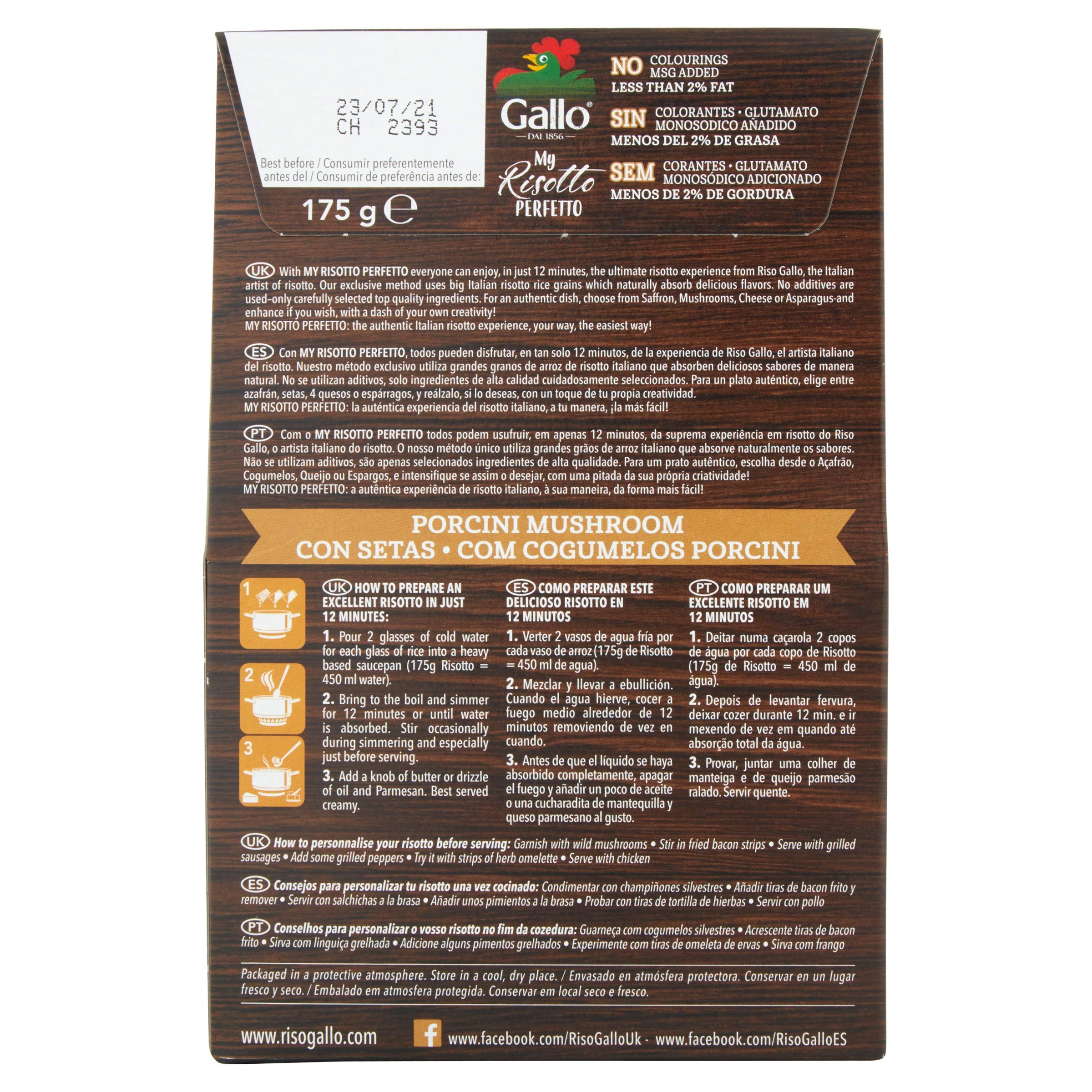 Riso Gallo - My Risotto Perfetto Vegan Porcini Mushroom, 175 g (Pack of 6) 7