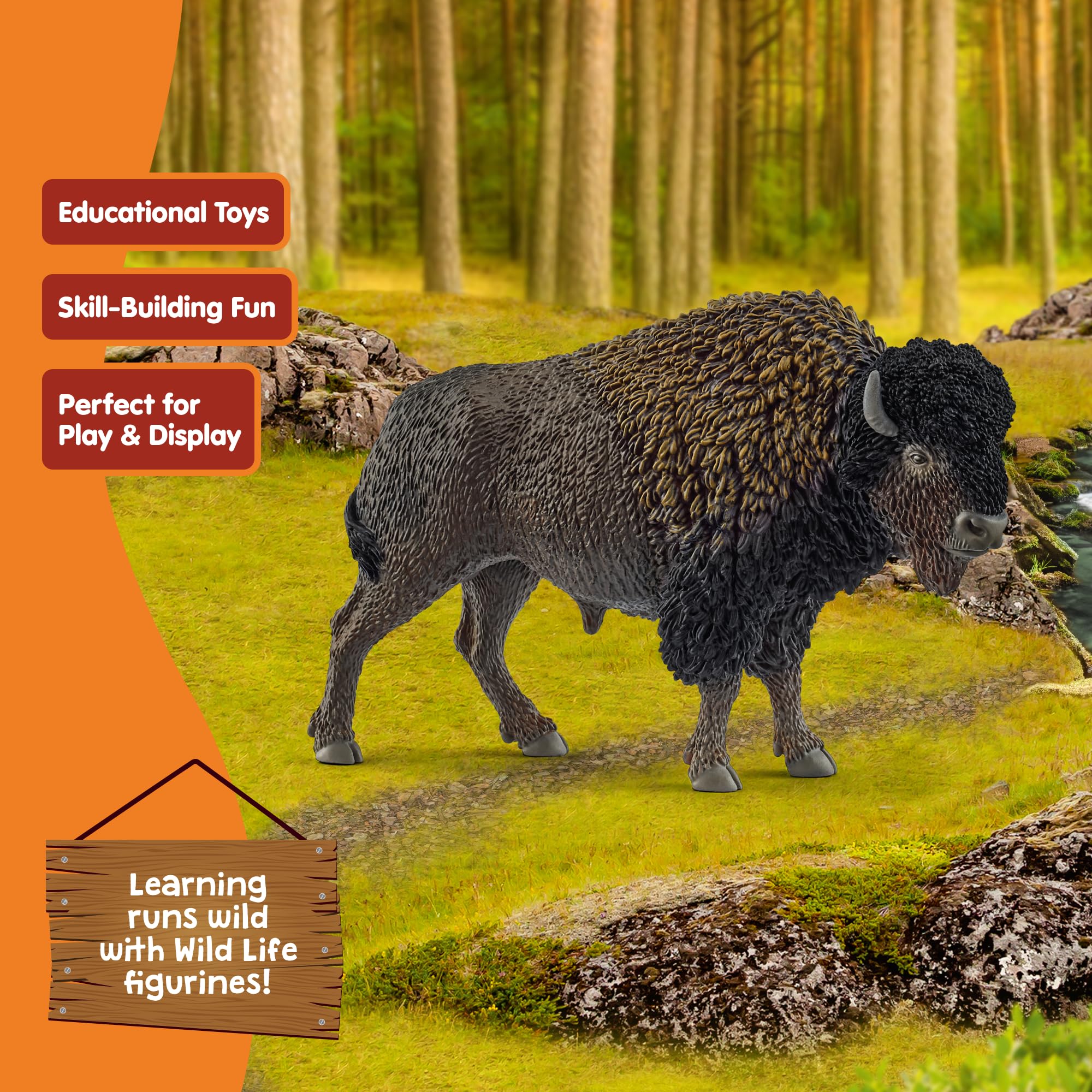 Schleich Wild Life North American Bison Figurine - Realistic Animal Play Figure for Kids 3+ 5