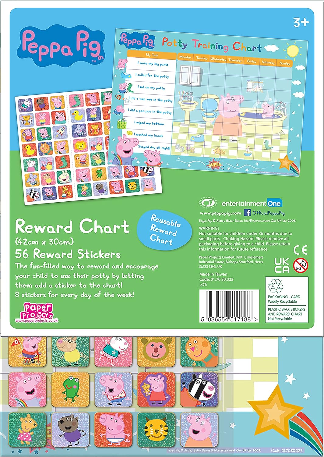 Peppa Pig Potty Training Reward Chart with Reusable Foil Stickers 4