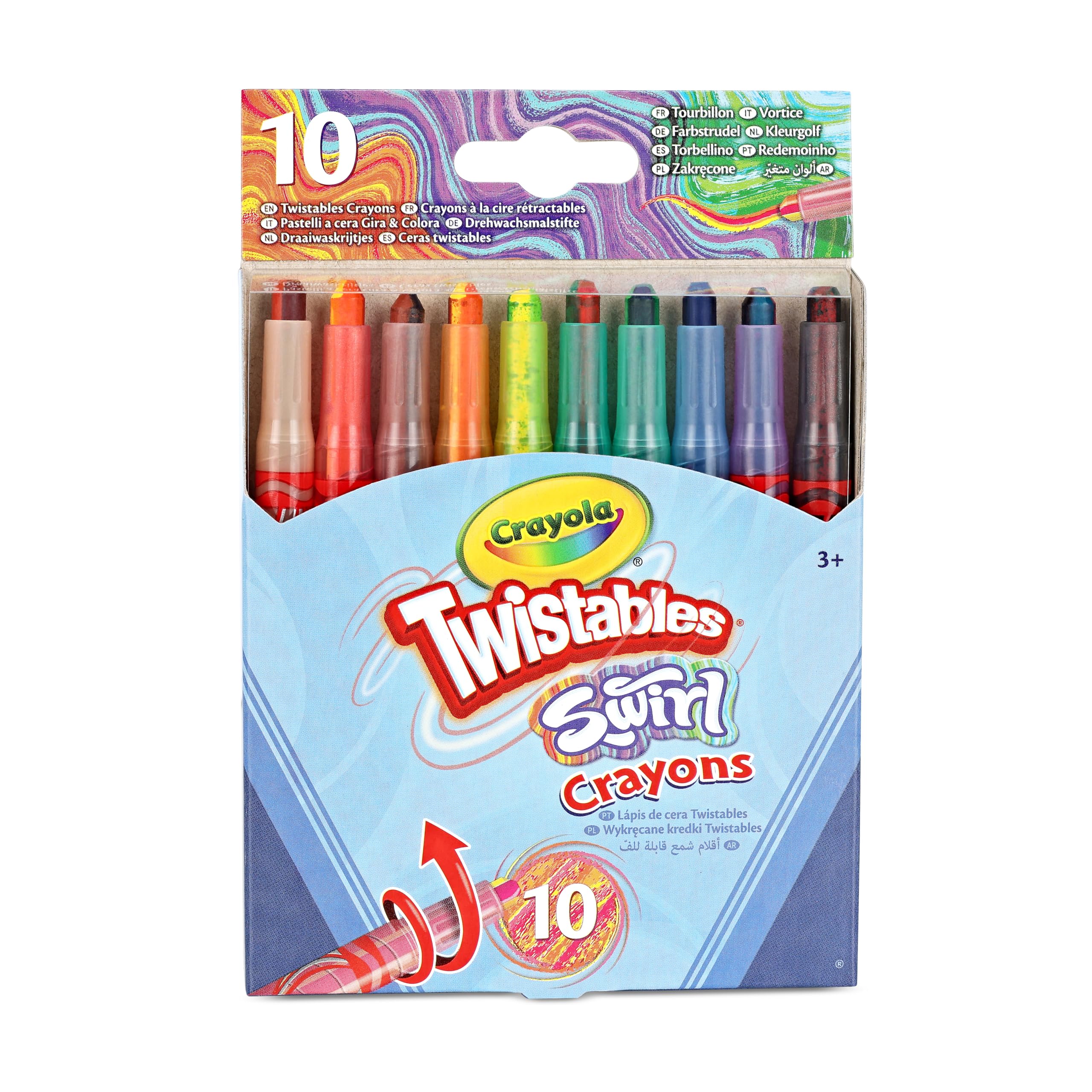 Crayola Swirl Mini Twistable Crayons - Assorted Colors (Pack of 10) | 4 Colors per Crayon | Twist-Up Design