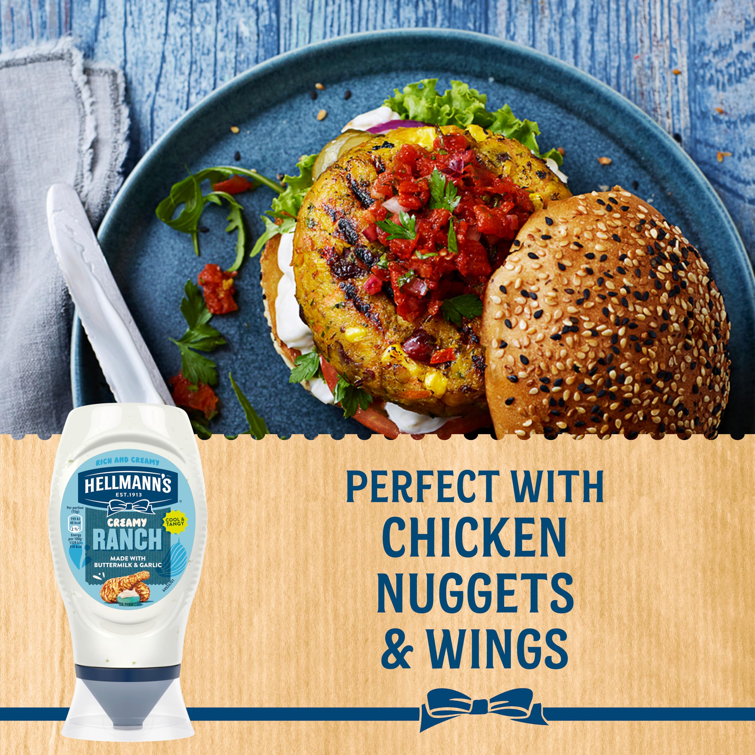 Hellmann's Creamy Ranch Sauce - Buttermilk & Garlic Flavored Condiment, 100% Recyclable Bottle 3