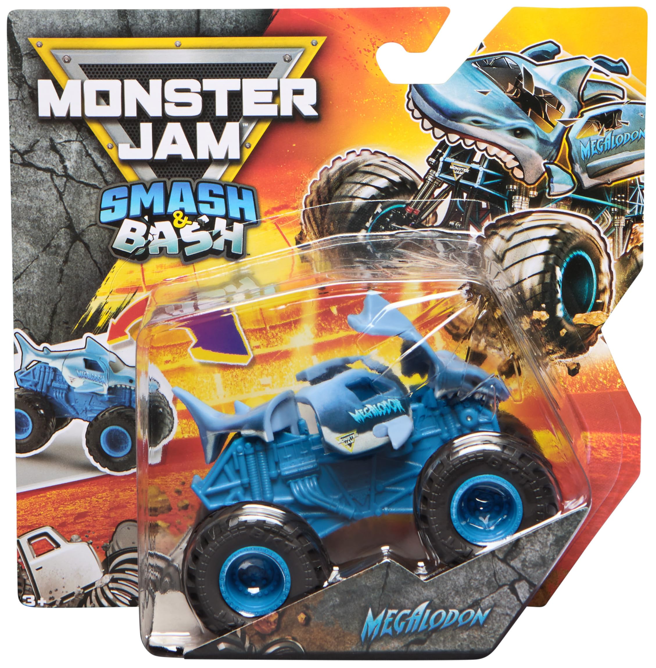 Monster Jam Smash & Bash Megalodon - 1:64 Die-Cast Repairable Monster Truck for Kids
