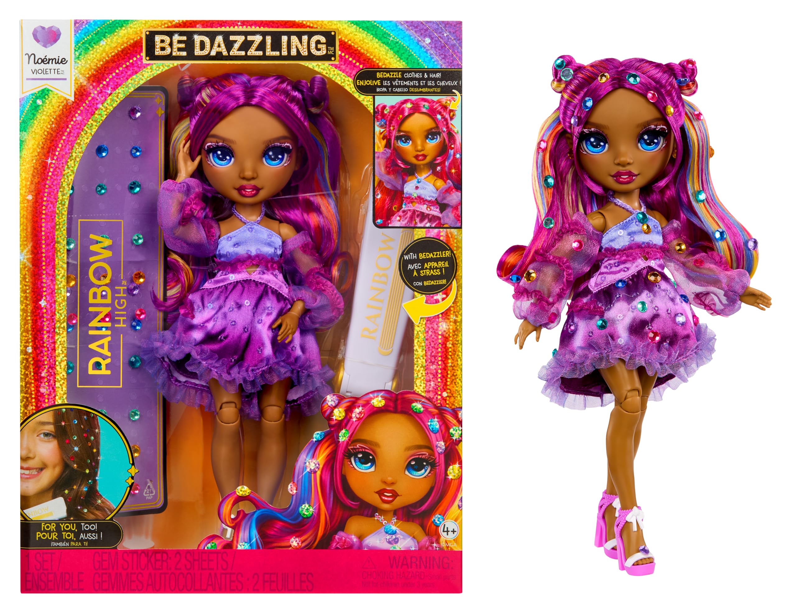 Rainbow High Be Dazzling Noemie Violette Doll - 28cm Purple Fashion Doll with Customization Tools