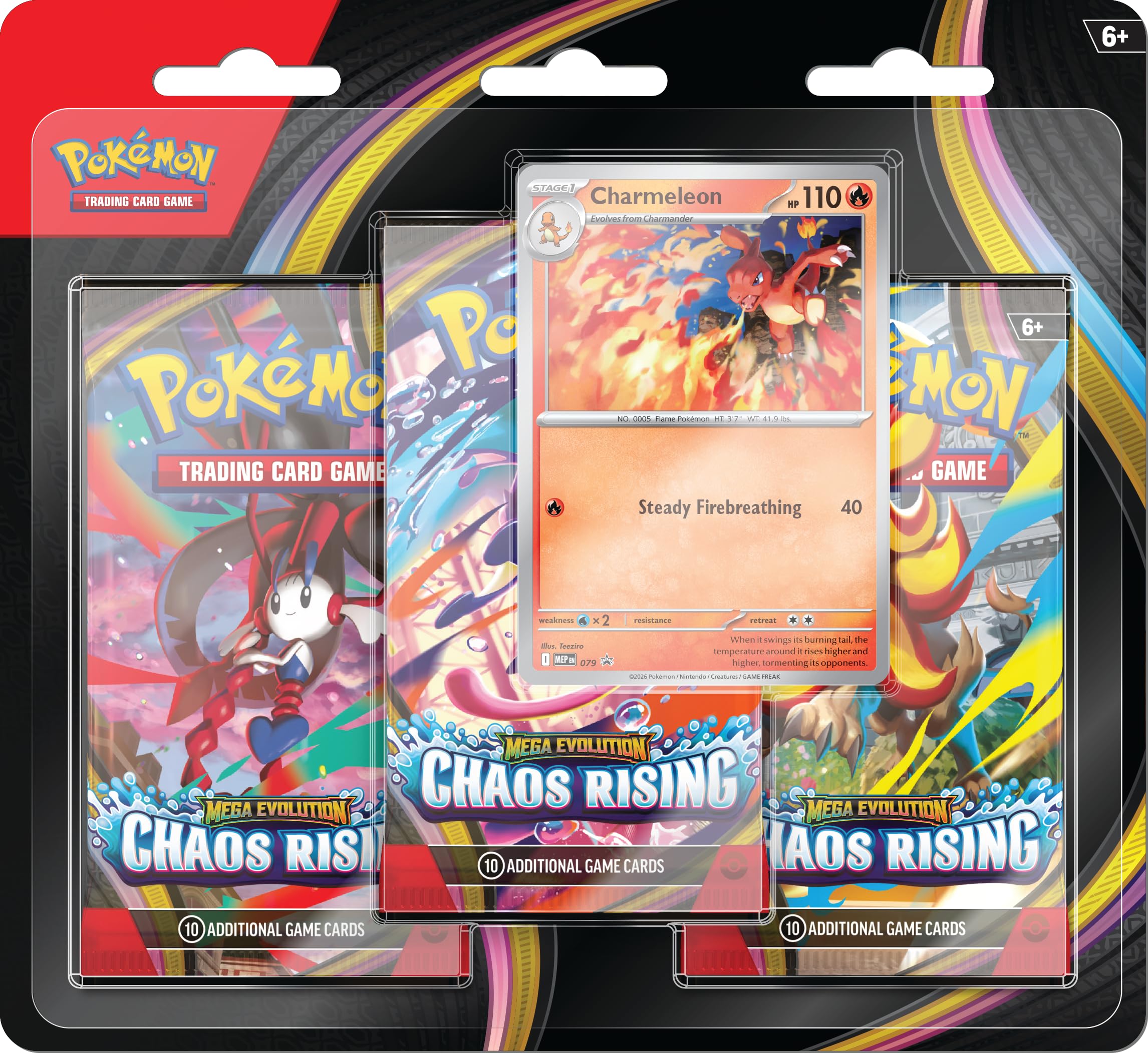 Pokémon TCG: Mega Evolution—Chaos Rising Triple Pack - Includes 1 Foil Promo Card & 3 Booster Packs 1