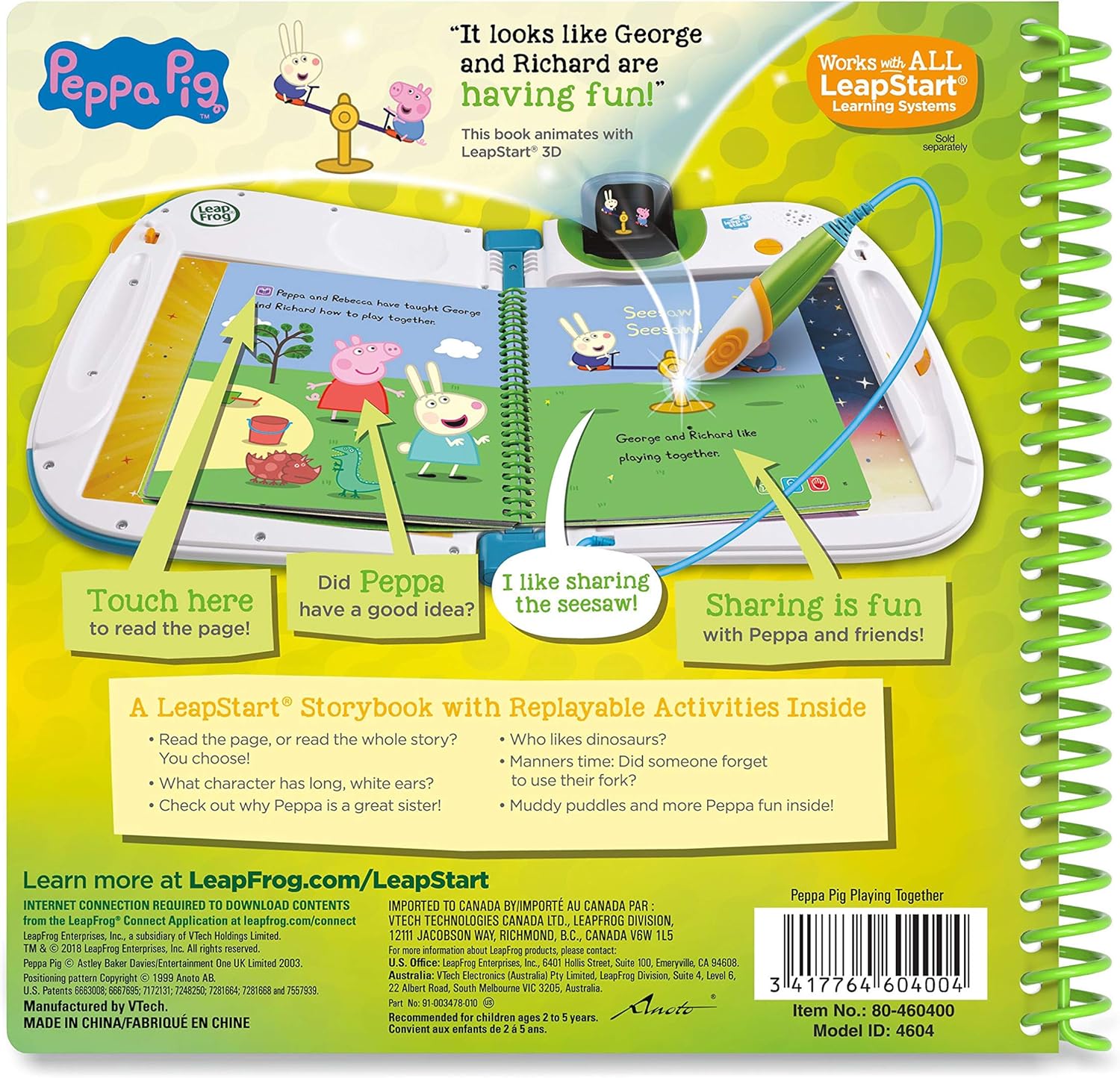 LeapFrog LeapStart Nursery: Peppa Pig Story Book - Educational Interactive Learning for Ages 2-5 6