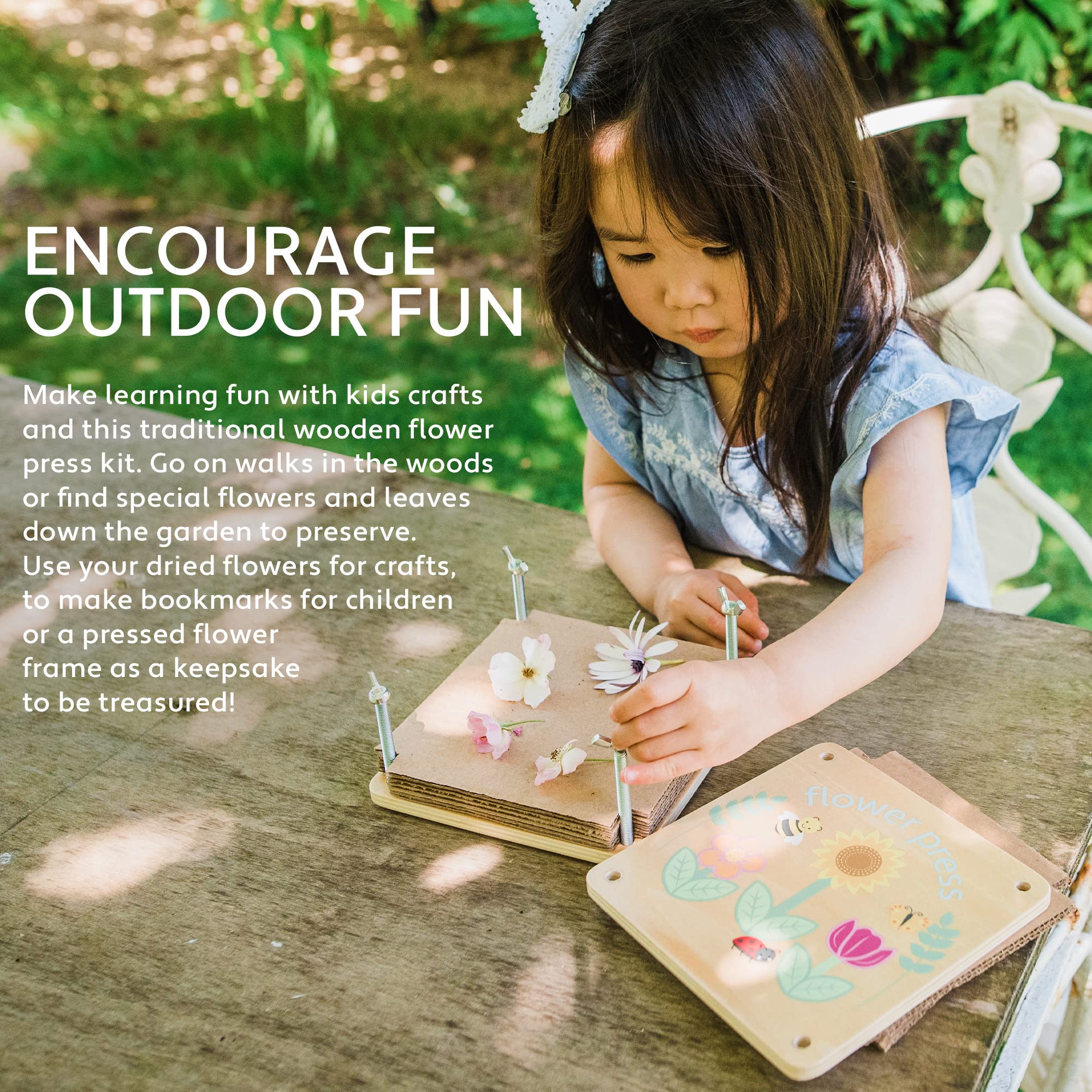 Orange Tree Toys Wooden Flower Press - Nature Craft Kit for Kids 8