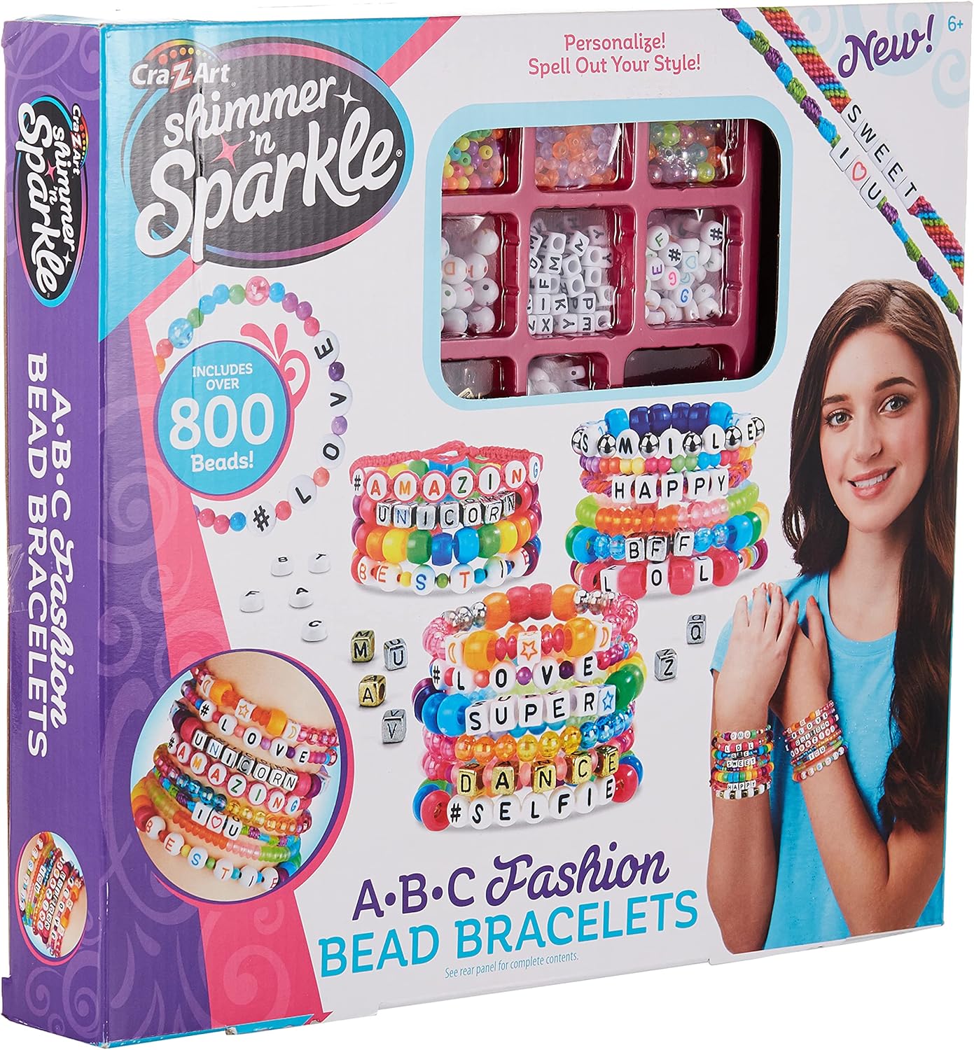 CRA-Z-ART Shimmer n Sparkle ABC Fashion Bracelets - Personalized Bead Craft Kit for Kids 6+