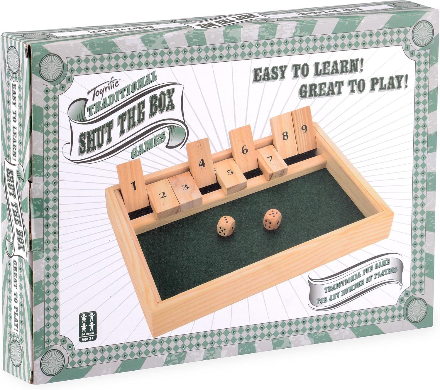 Toyrific Shut The Box Wooden Dice Game - 9 Number Classic Board Game 4