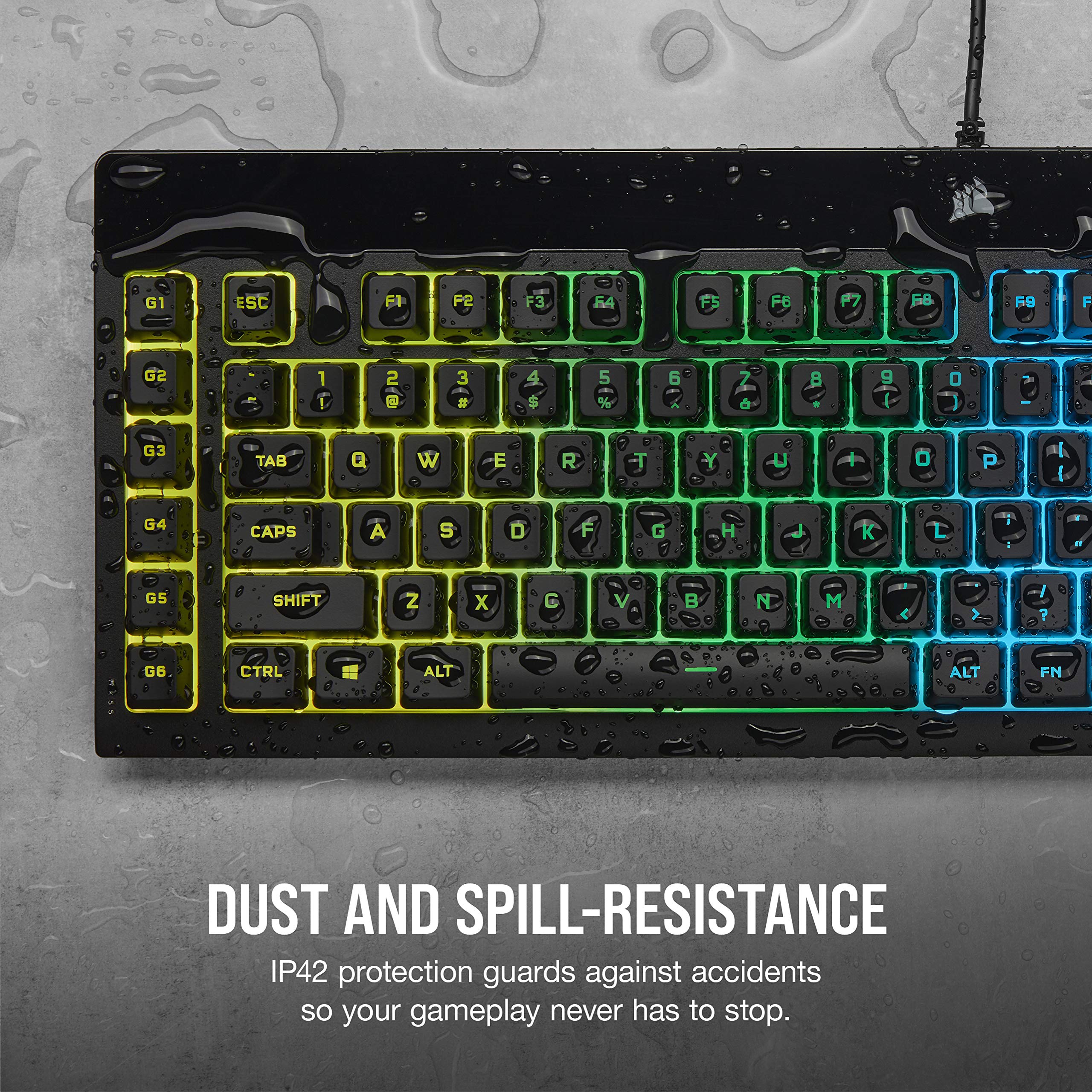 CORSAIR K55 RGB PRO Membrane Wired Gaming Keyboard – IP42 Dust and Spill-Resistant – 6 Macro Keys with Elgato Integration – iCUE Compatible – QWERTY UK – PC, Mac, Xbox – Black 5