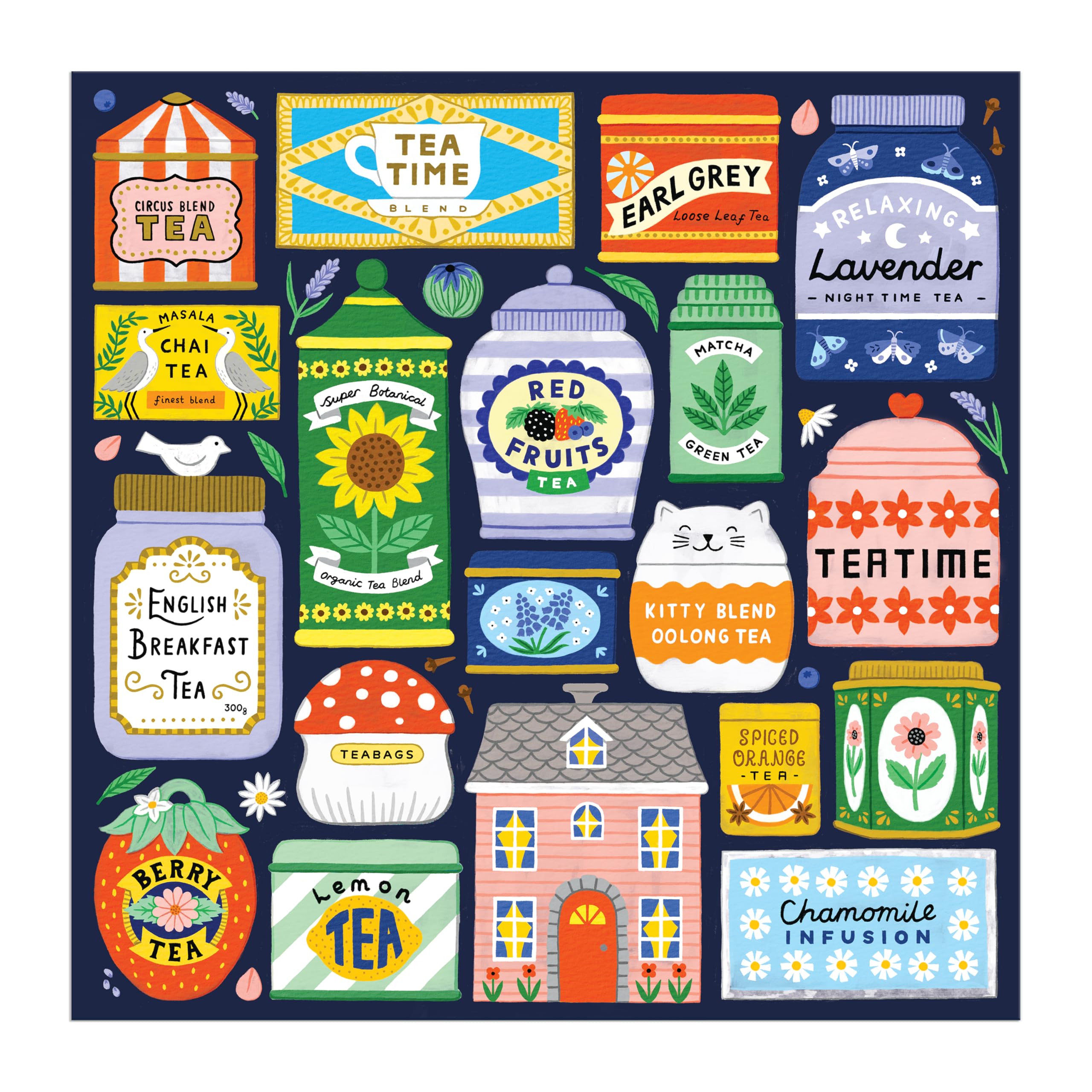 Galison Spot Of Tea Jigsaw Puzzle - 500 Pieces | Bright Artwork | Ages 12+ | 27" x 20"