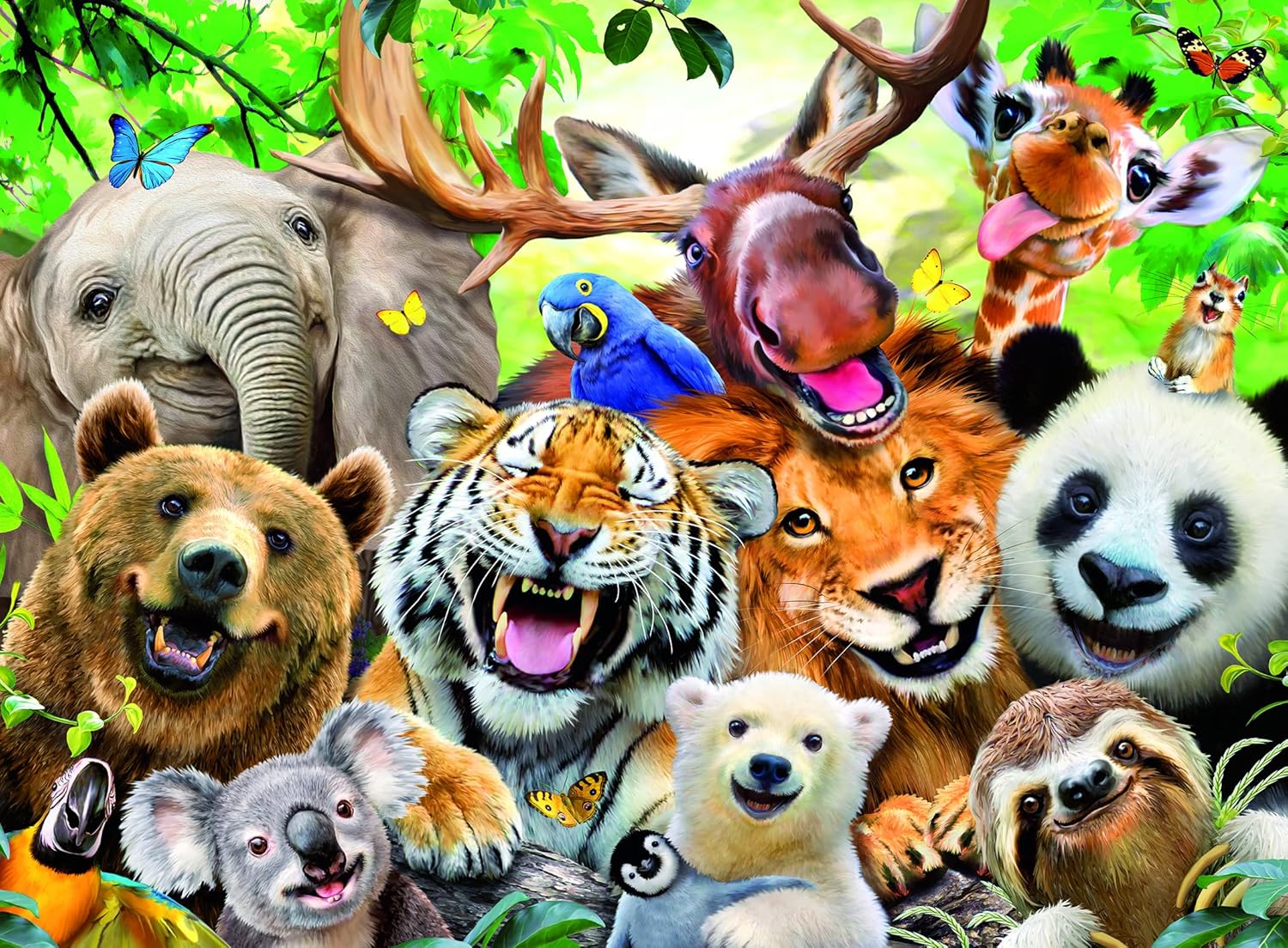 Ravensburger Exotic Animals Selfie 300 Piece Jigsaw Puzzle - Large Piece Puzzle for Ages 9+ 10