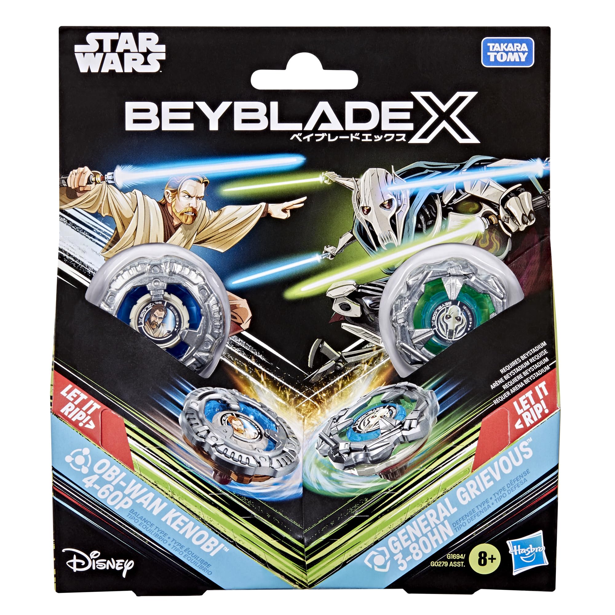 Beyblade Beyblade X Obi-Wan Kenobi 4-60P vs General Grievous 3-80HN Star Wars Collab Set