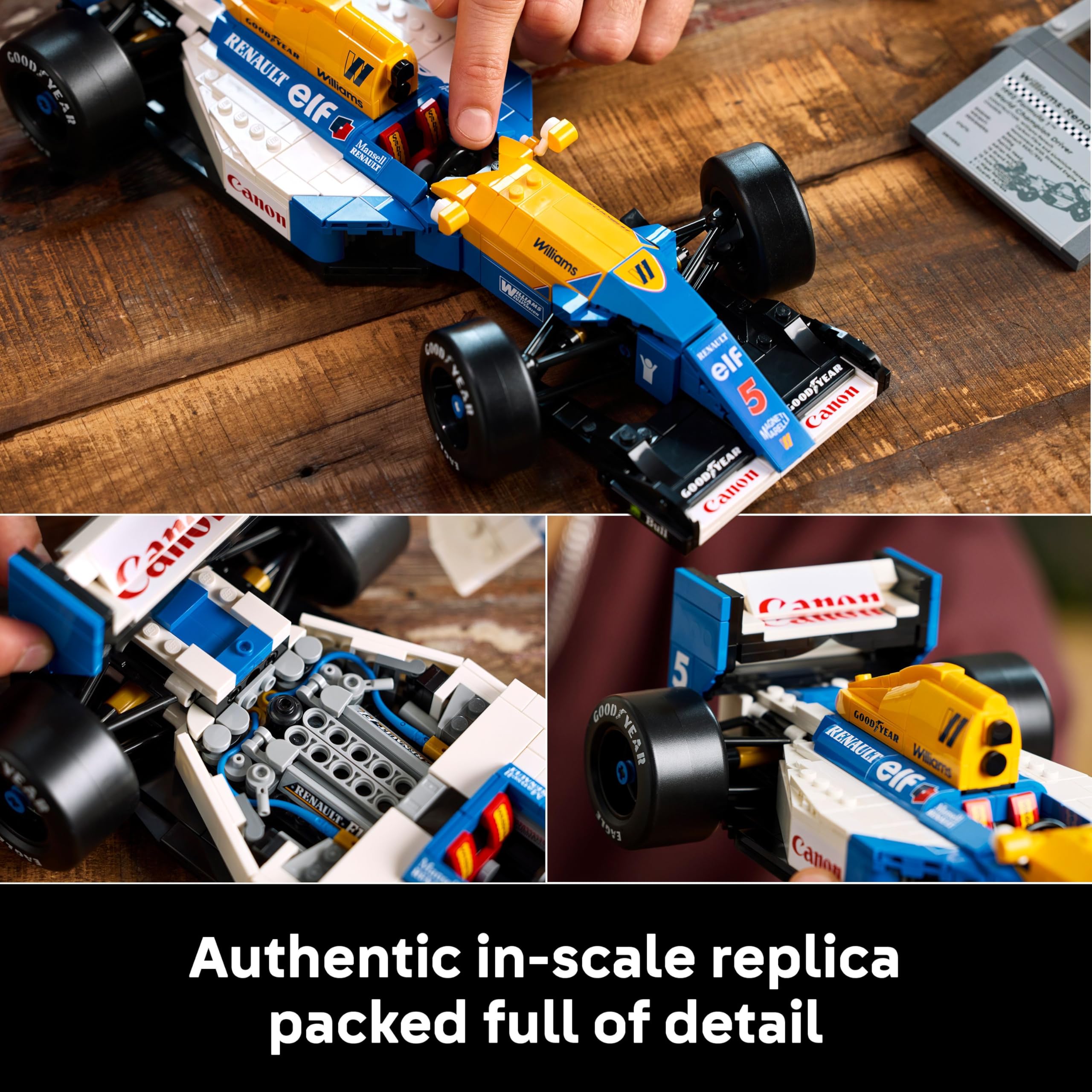 LEGO Icons Williams Racing FW14B & Nigel Mansell F1 Car Model Set - 799-Piece Building Kit for Adults 3