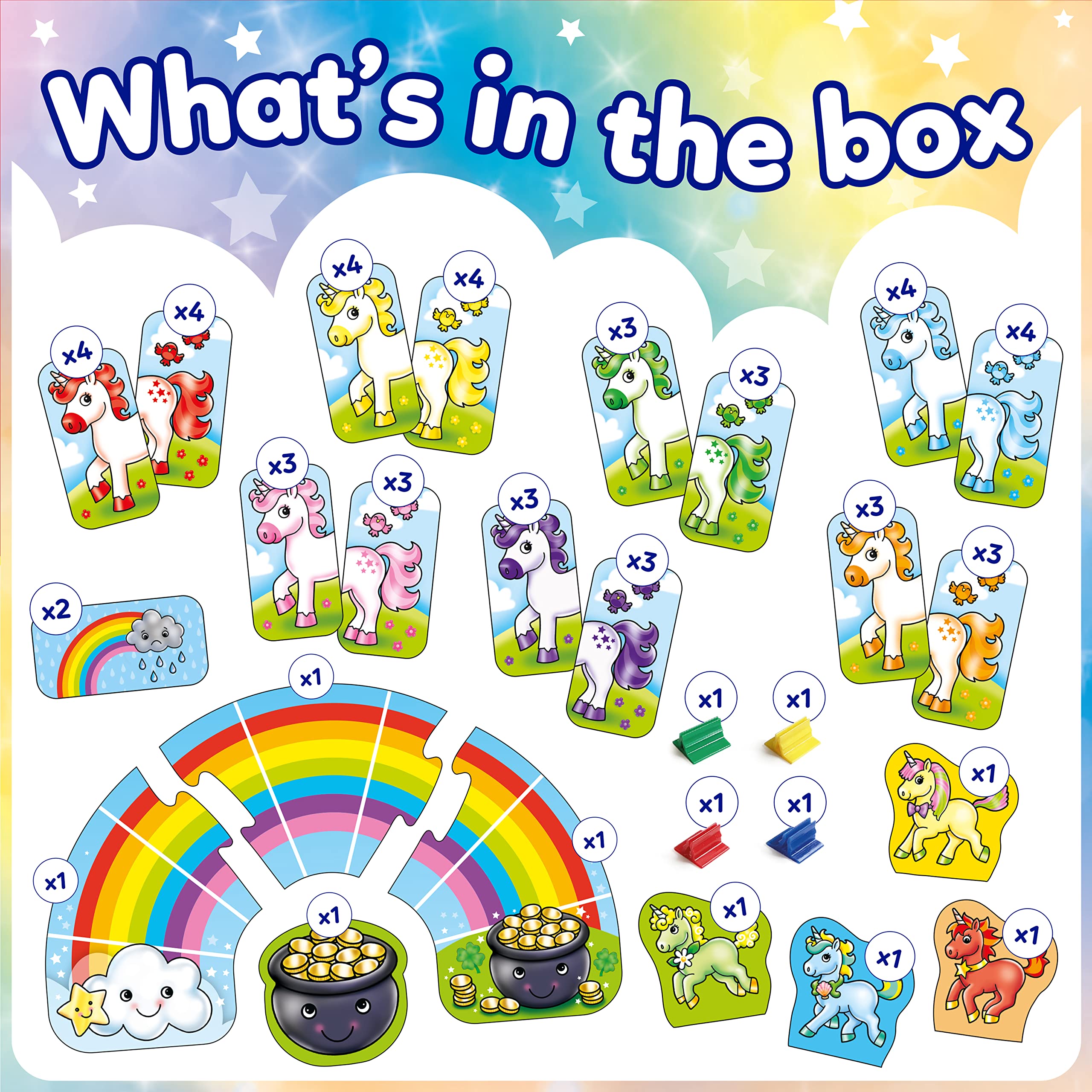 Orchard Toys Rainbow Unicorns Memory Matching Game - 2-4 Players, Ages 3+ | Colour & Matching Skills