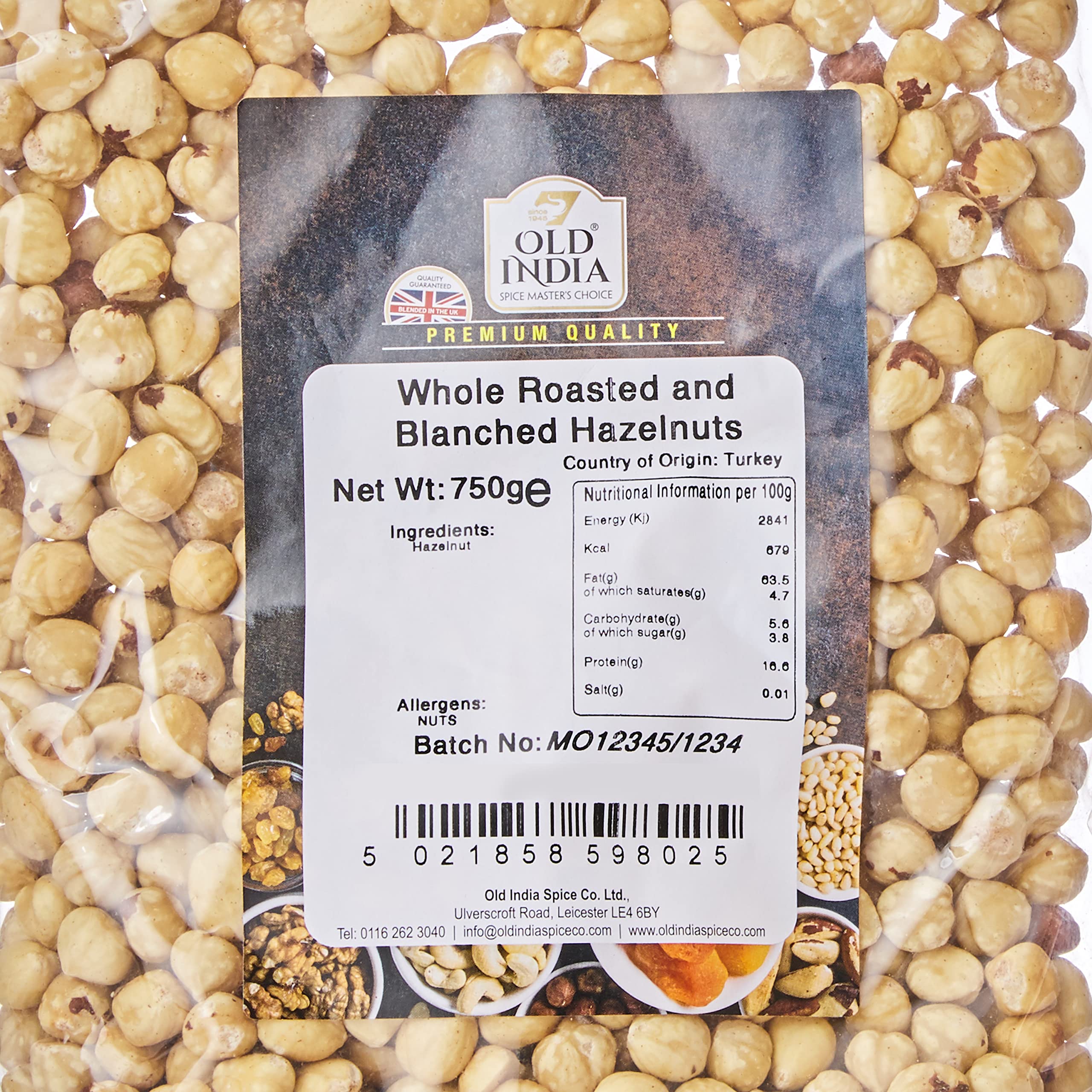 Old India Whole Roasted and Blanched Hazelnuts 750g 3