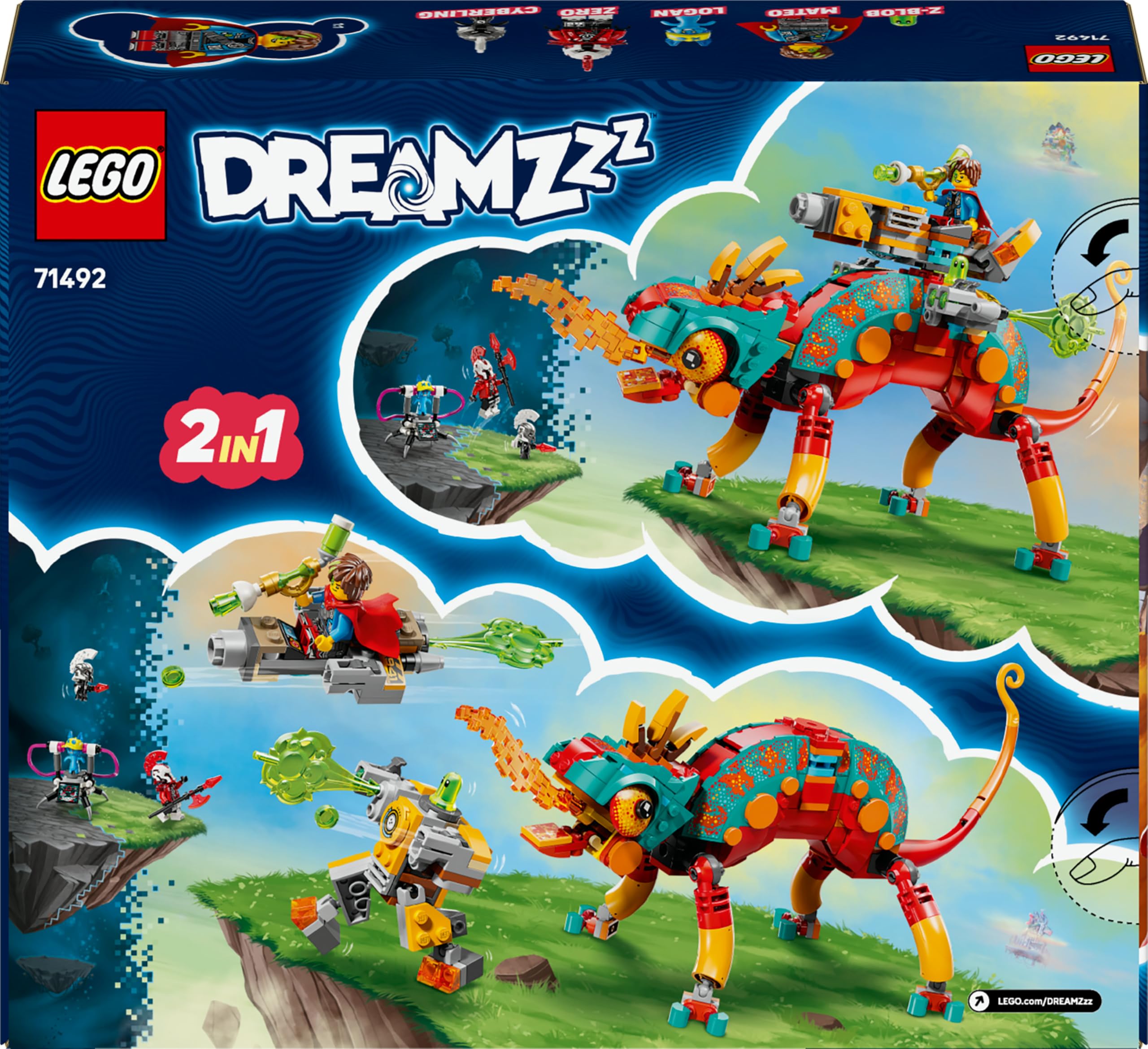 LEGO DREAMZzz Mateo's Fire Chameleon - 2-in-1 Transforming Animal Playset for Kids 7+ 8