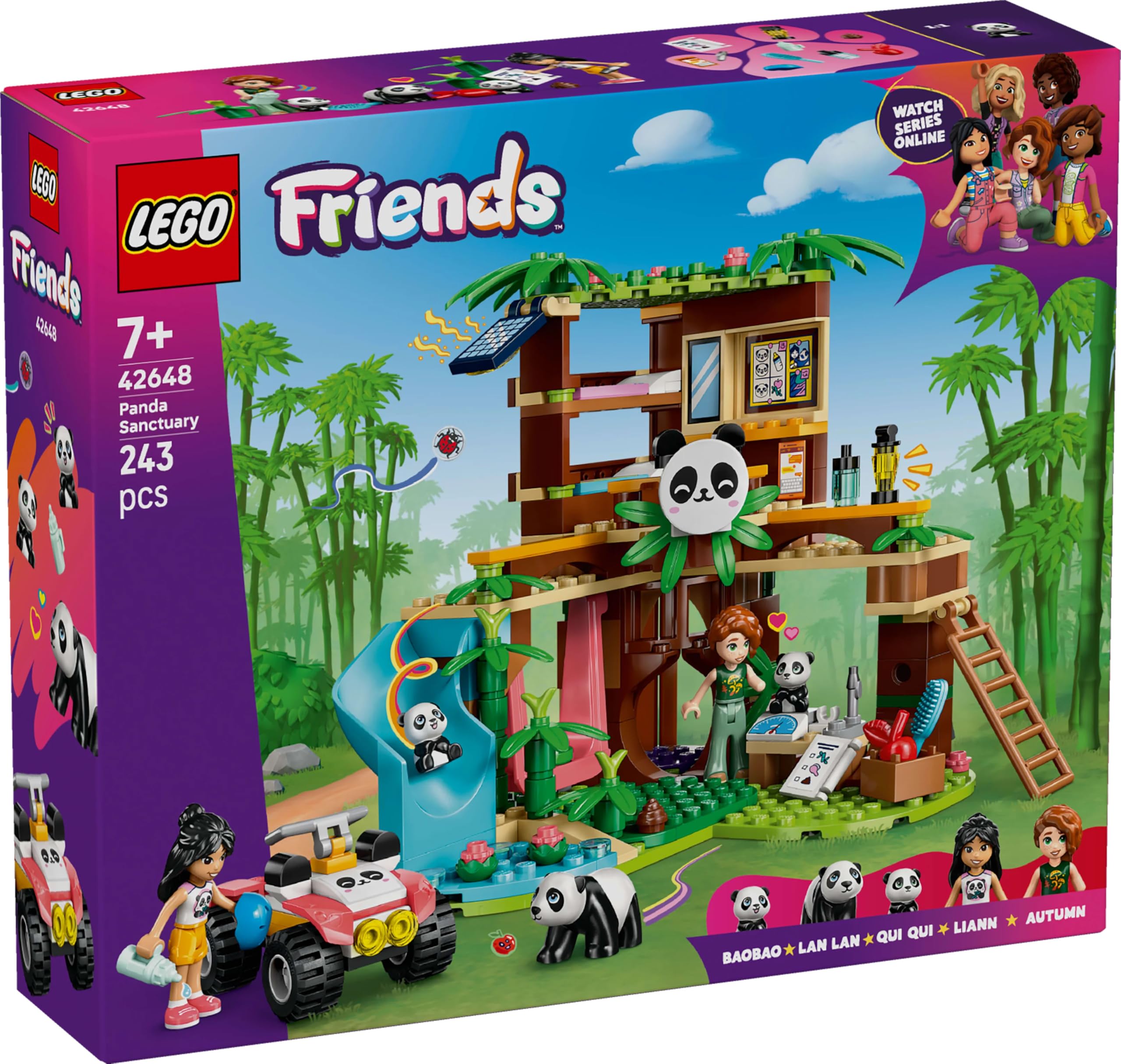 LEGO Friends Panda Sanctuary Animal Care Playset with Tree House, Quad Bike, 2 Mini Dolls & 3 Panda Figures - 243 Pieces 15