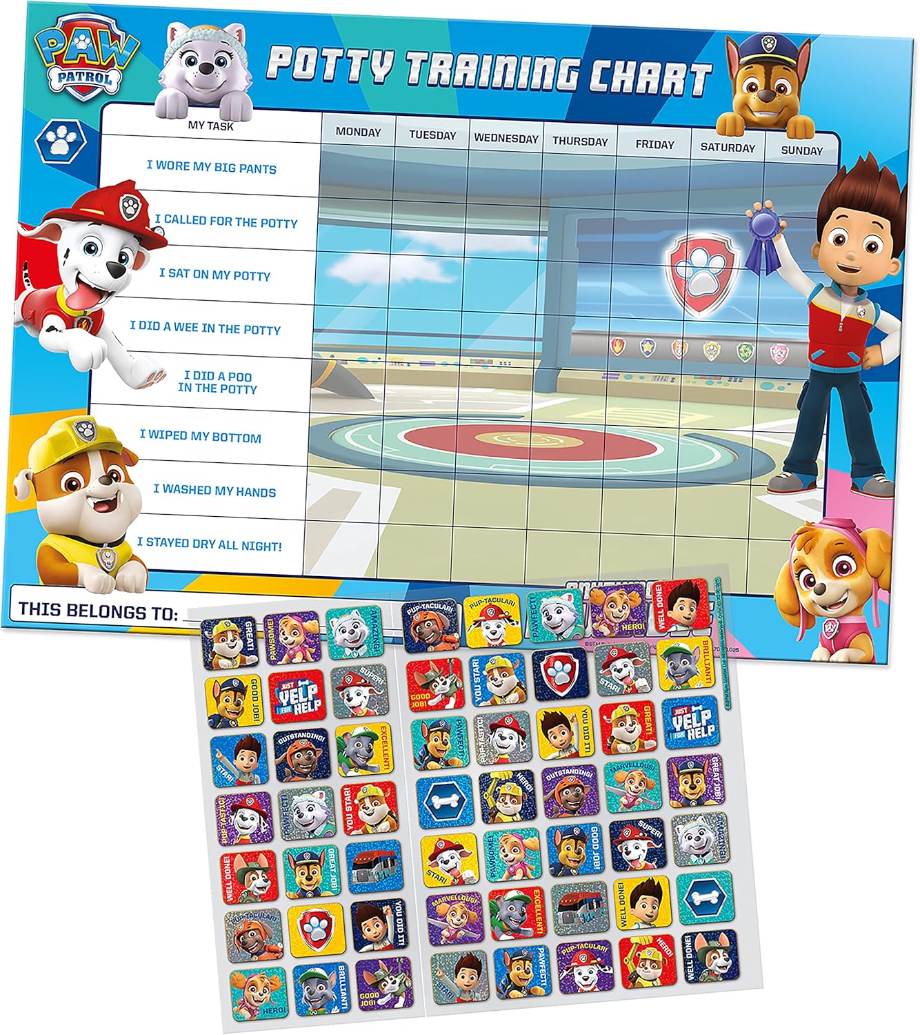 Paw Patrol Potty Training Reward Chart with Reusable Foil Stickers - 36 Months to 6 Years 4