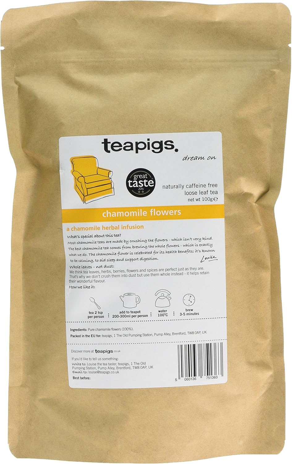 Teapigs - Loose Leaf Chamomile Herbal Tea (100g)
