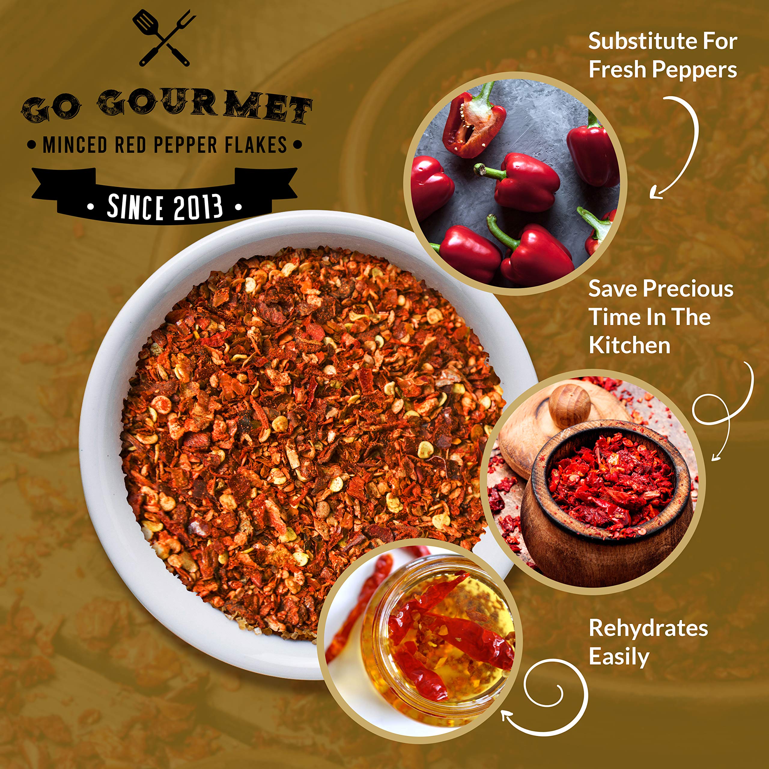 Go Gourmet Minced Red Pepper Flakes - Dehydrated Red Bell Peppers 6-9mm 4