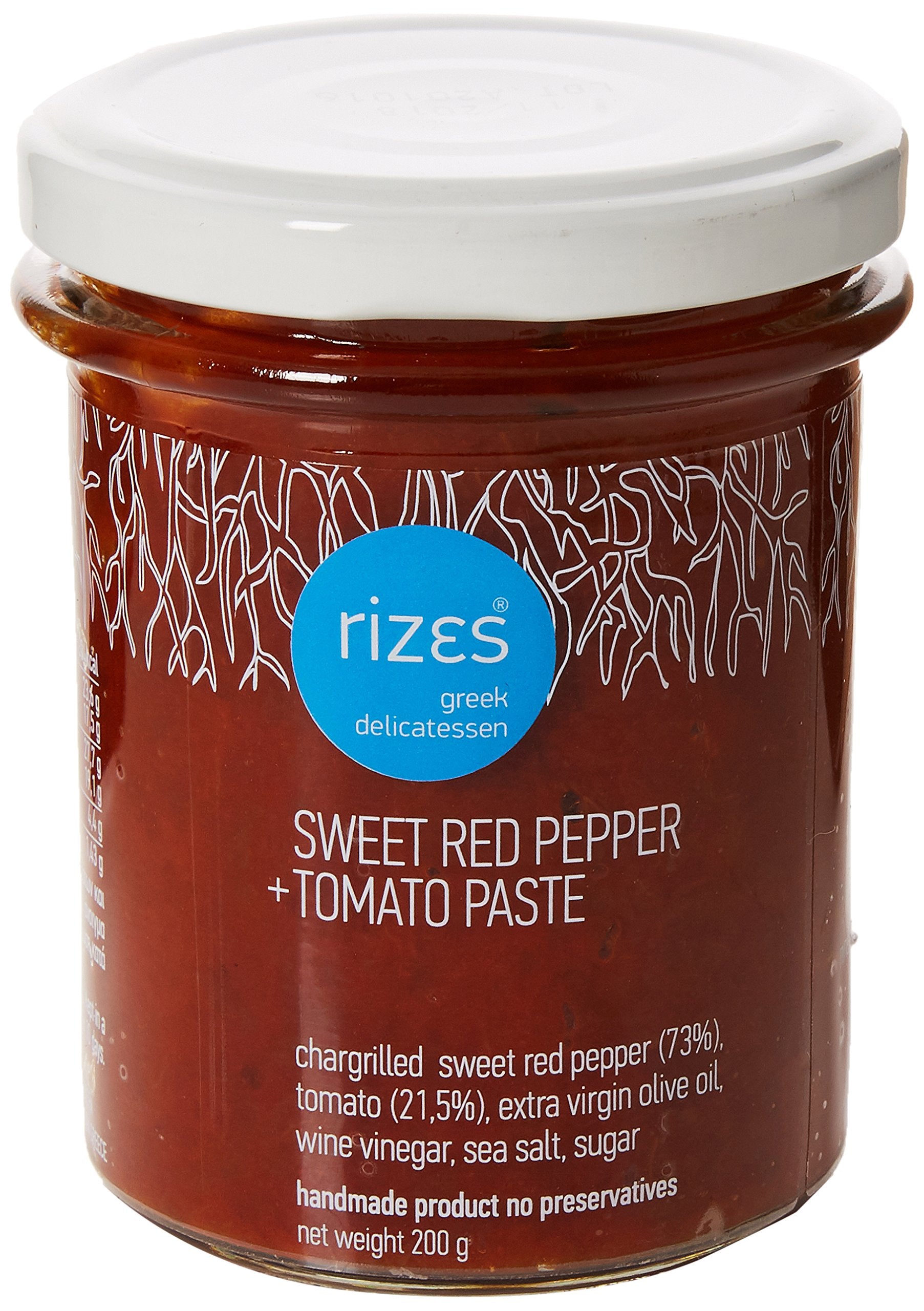 Rizes Greek Delicatessen Sweet Red Pepper and Tomato Paste - 200g Jar | Vegan | Extra Virgin Olive Oil 1