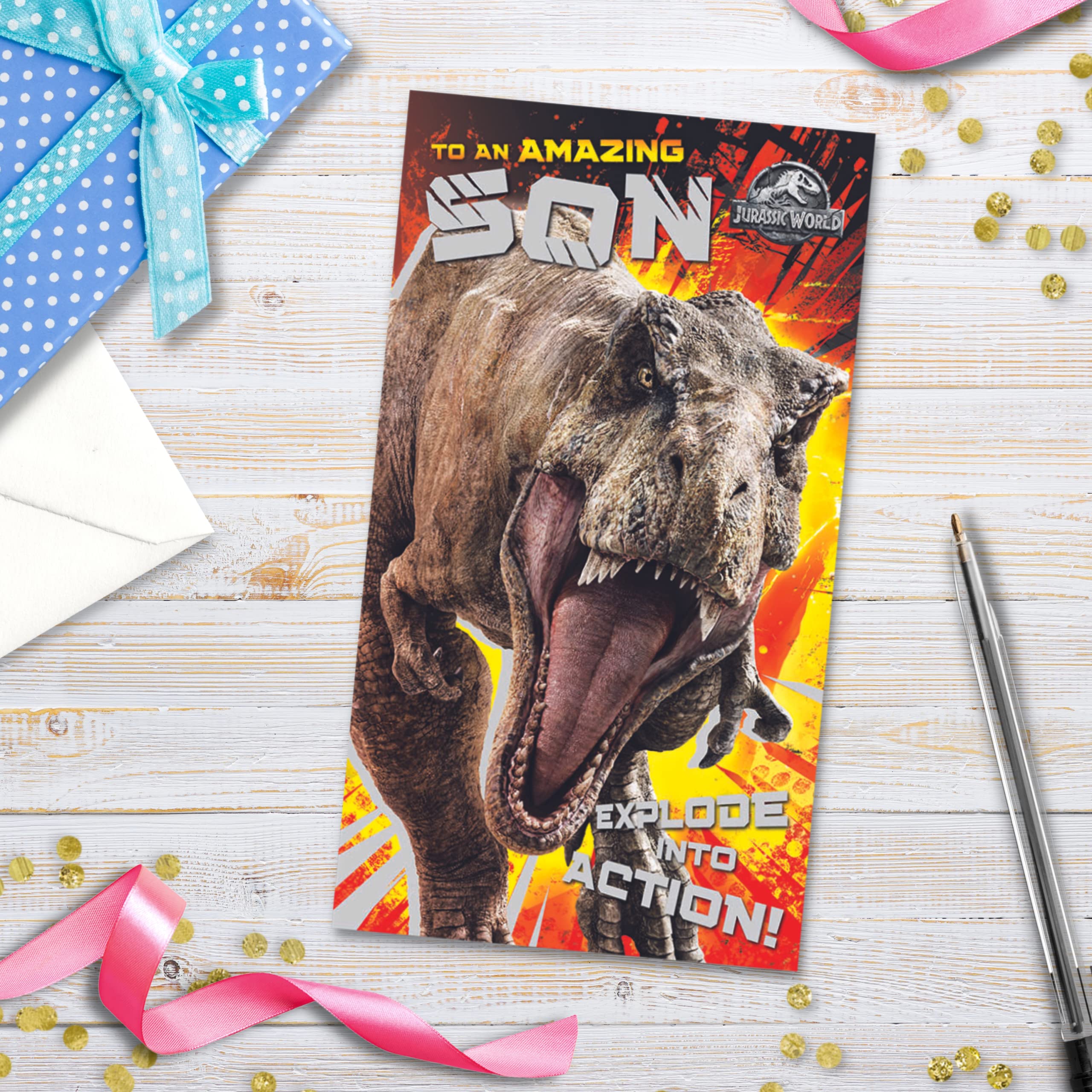 Jurassic World Son Birthday Card - Multi Color | 9 x 5 Inch 2