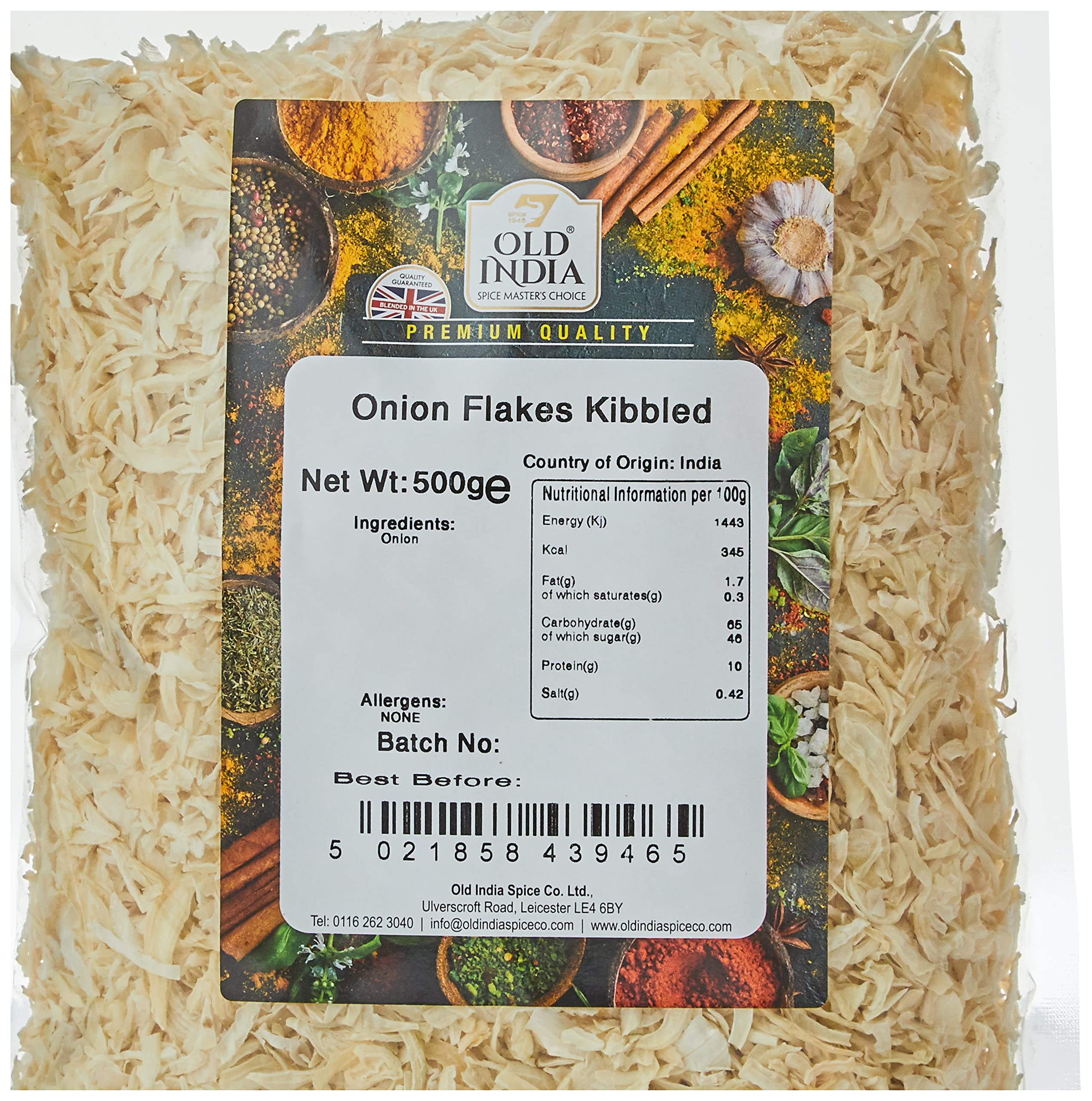 Old India Kibbled Onion Flakes - 100% Natural Dried Vegetable | 500g