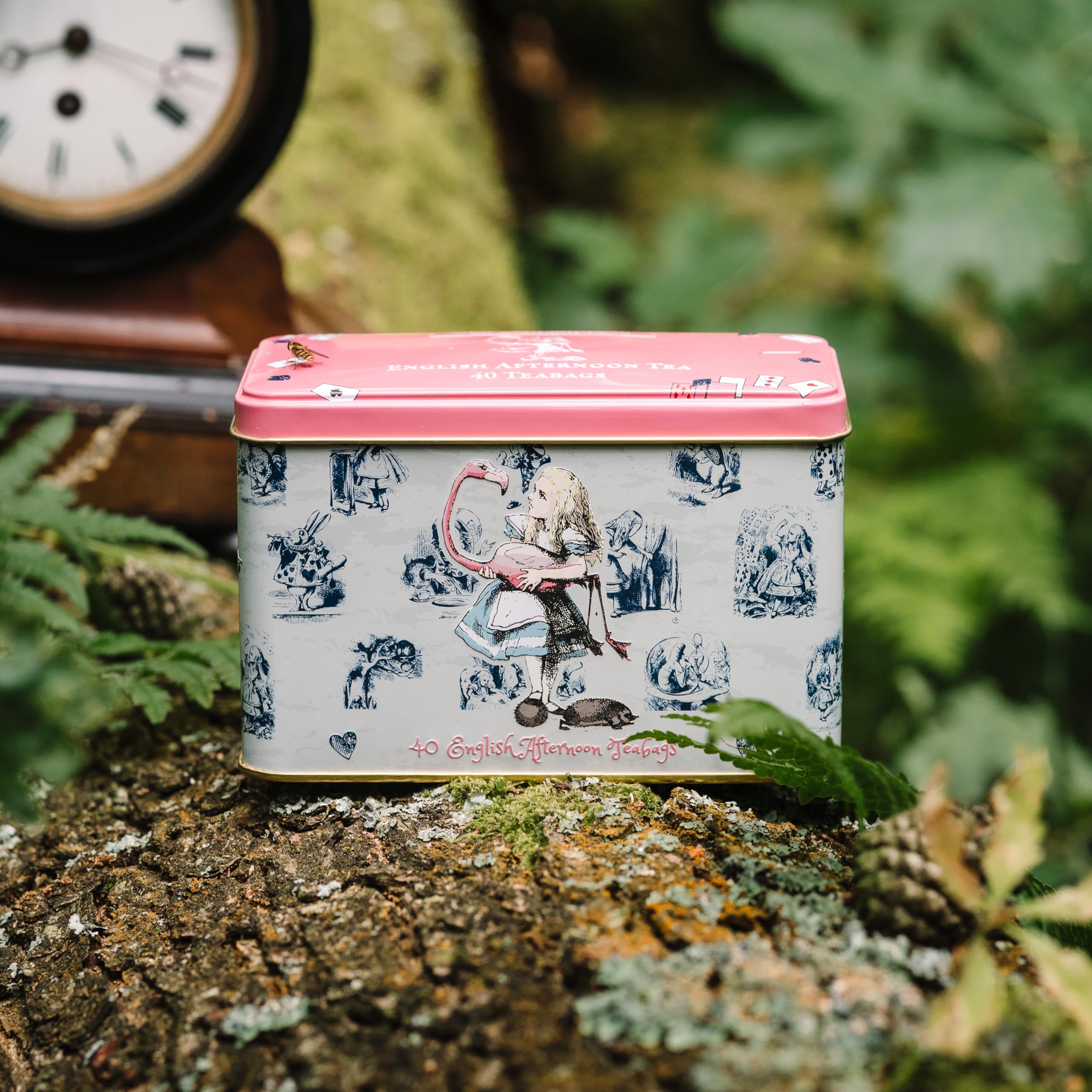 New English Teas - Pink Alice in Wonderland Tea Caddy with 40 English Afternoon Tea Bags 7
