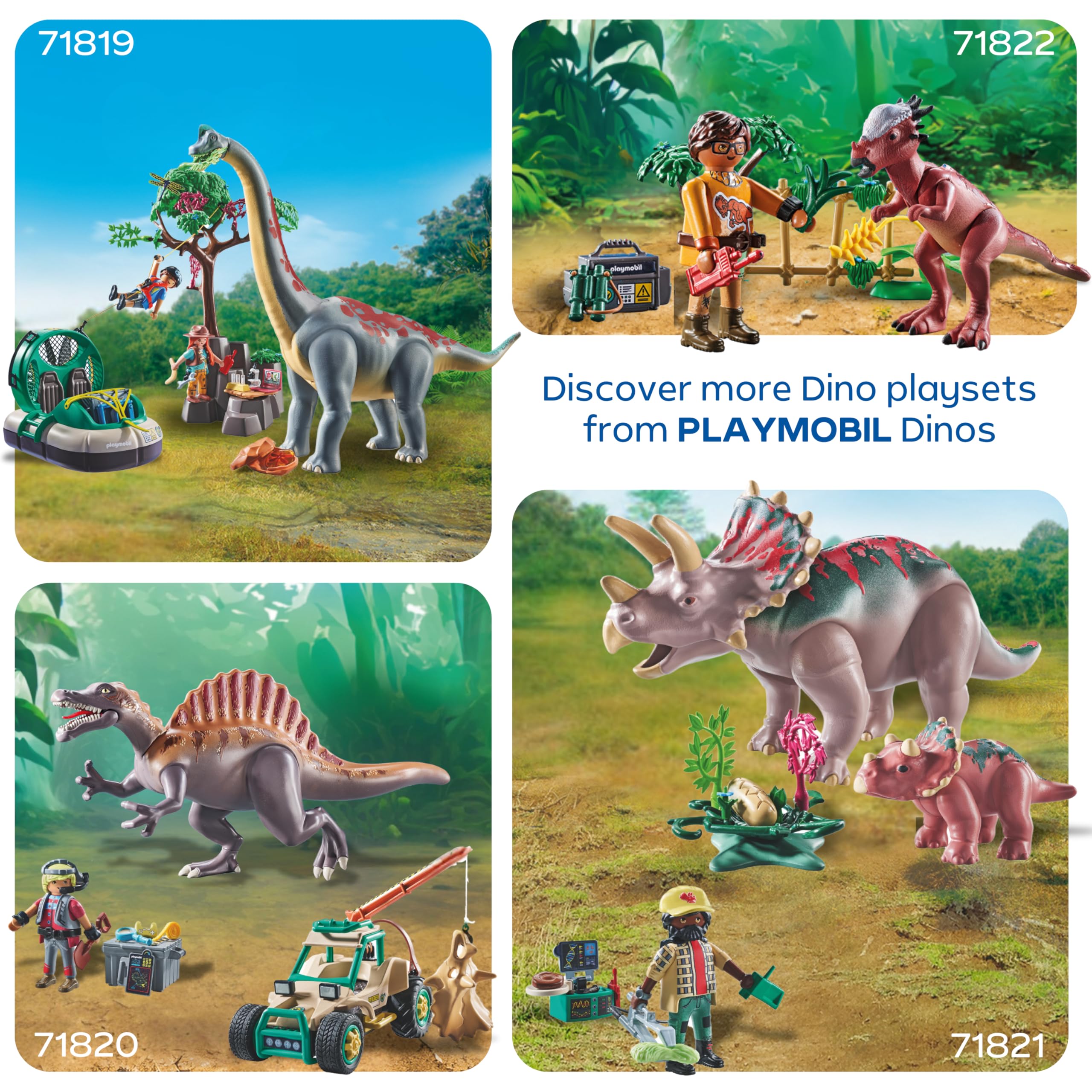 Playmobil Dinos Triceratops with Baby Playset - Educational Dinosaur Action Figures for Kids 7