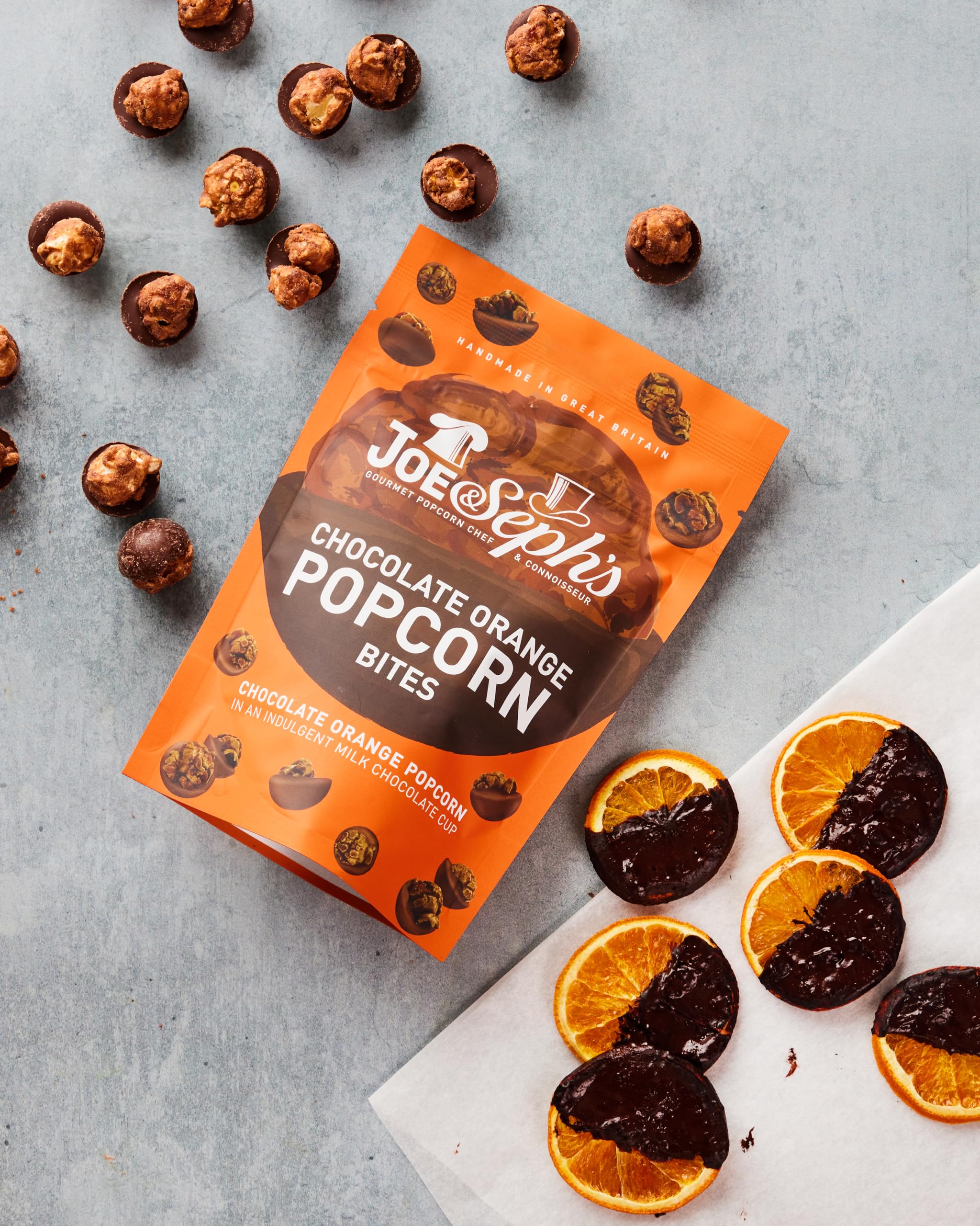 Joe & Seph's Milk Chocolate Orange Popcorn Bites (63g) - Belgian Chocolate Coated Gourmet Popcorn 4