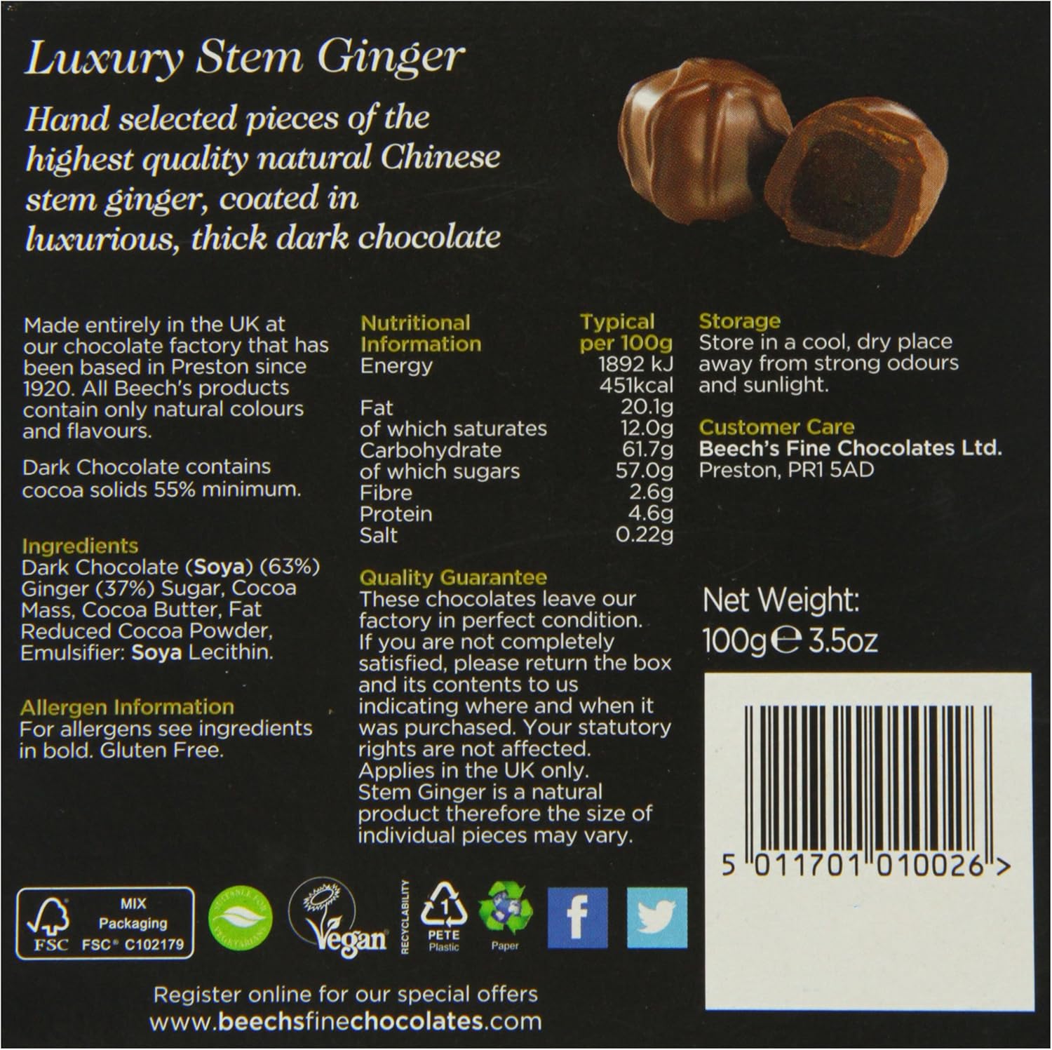 Beech's Dark Chocolate Ginger 100g 5
